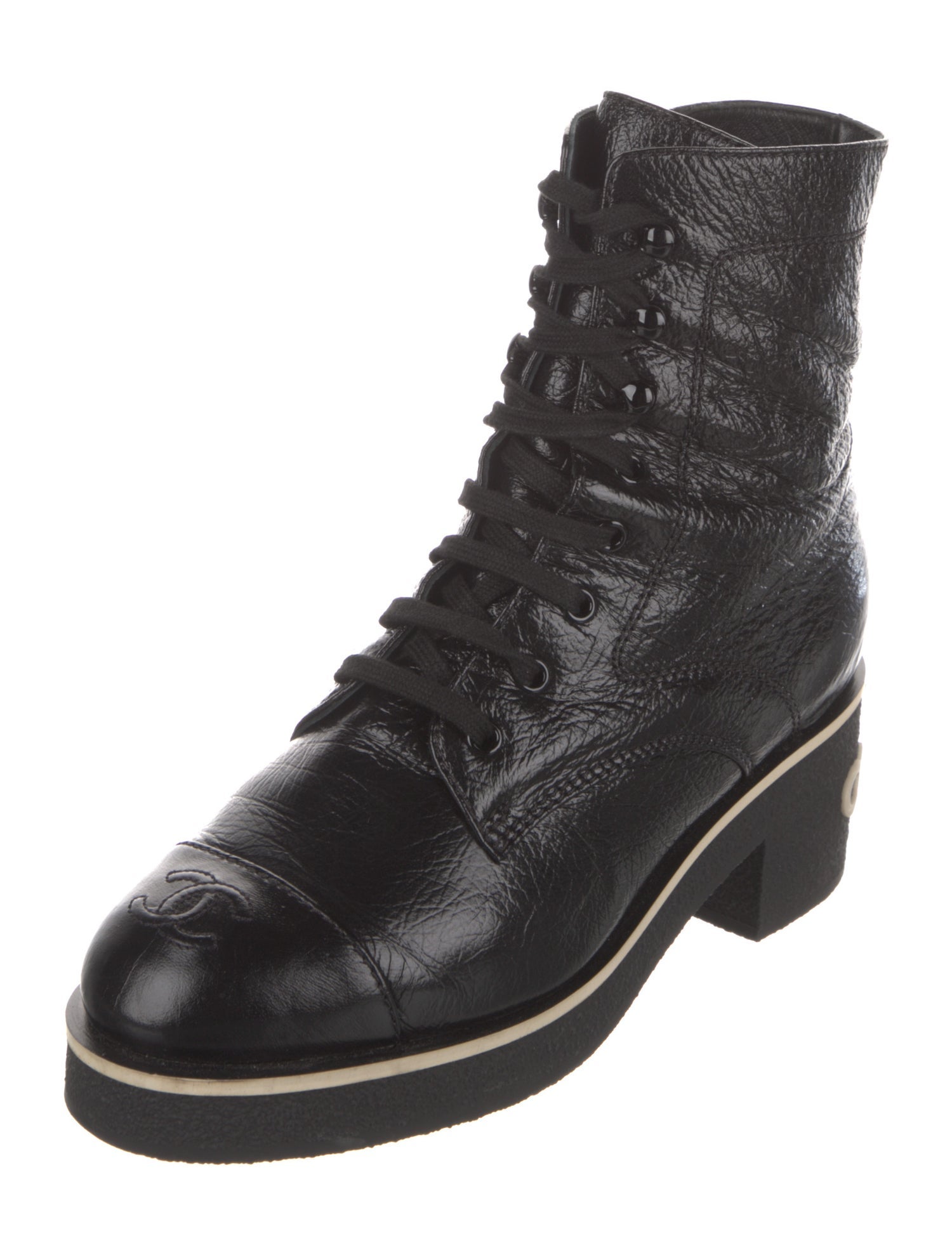 Chanel 2021 Interlocking CC Logo Combat Boots