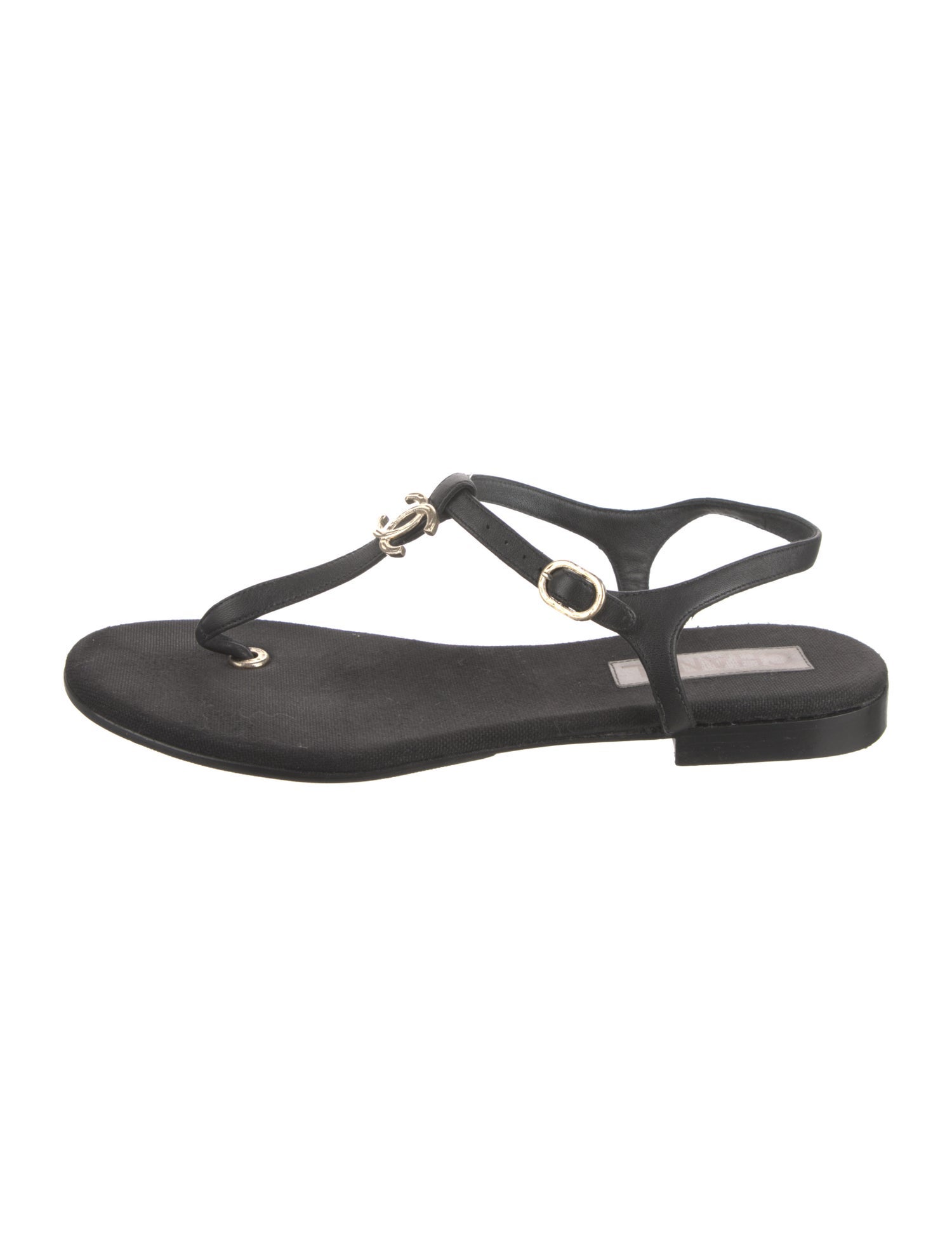 Chanel 2023 Interlocking CC Logo T-Strap Sandals