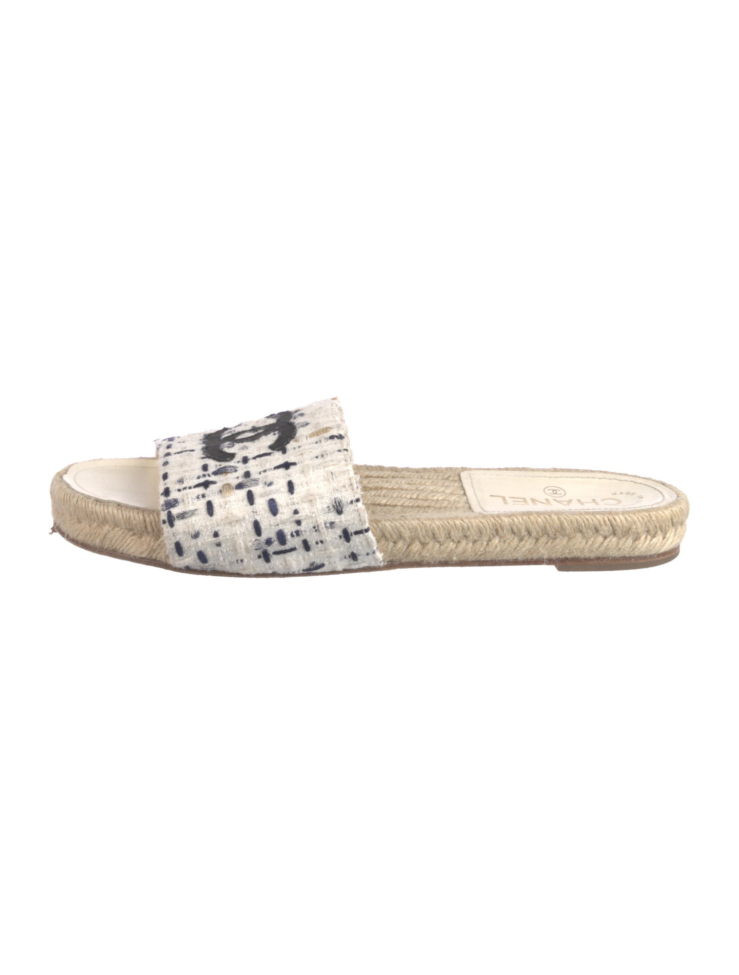 Chanel Interlocking CC Logo Tweed Espadrilles