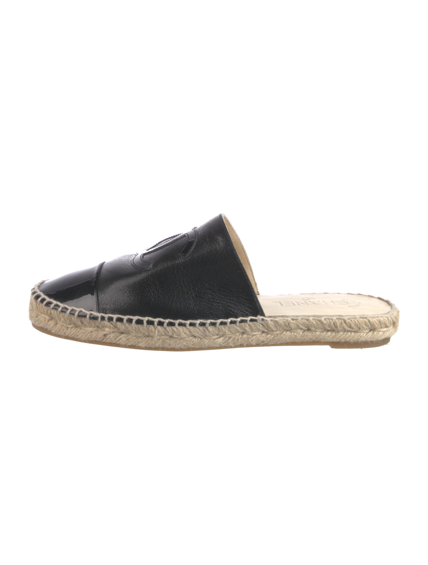 Chanel Interlocking CC Logo Leather Espadrilles