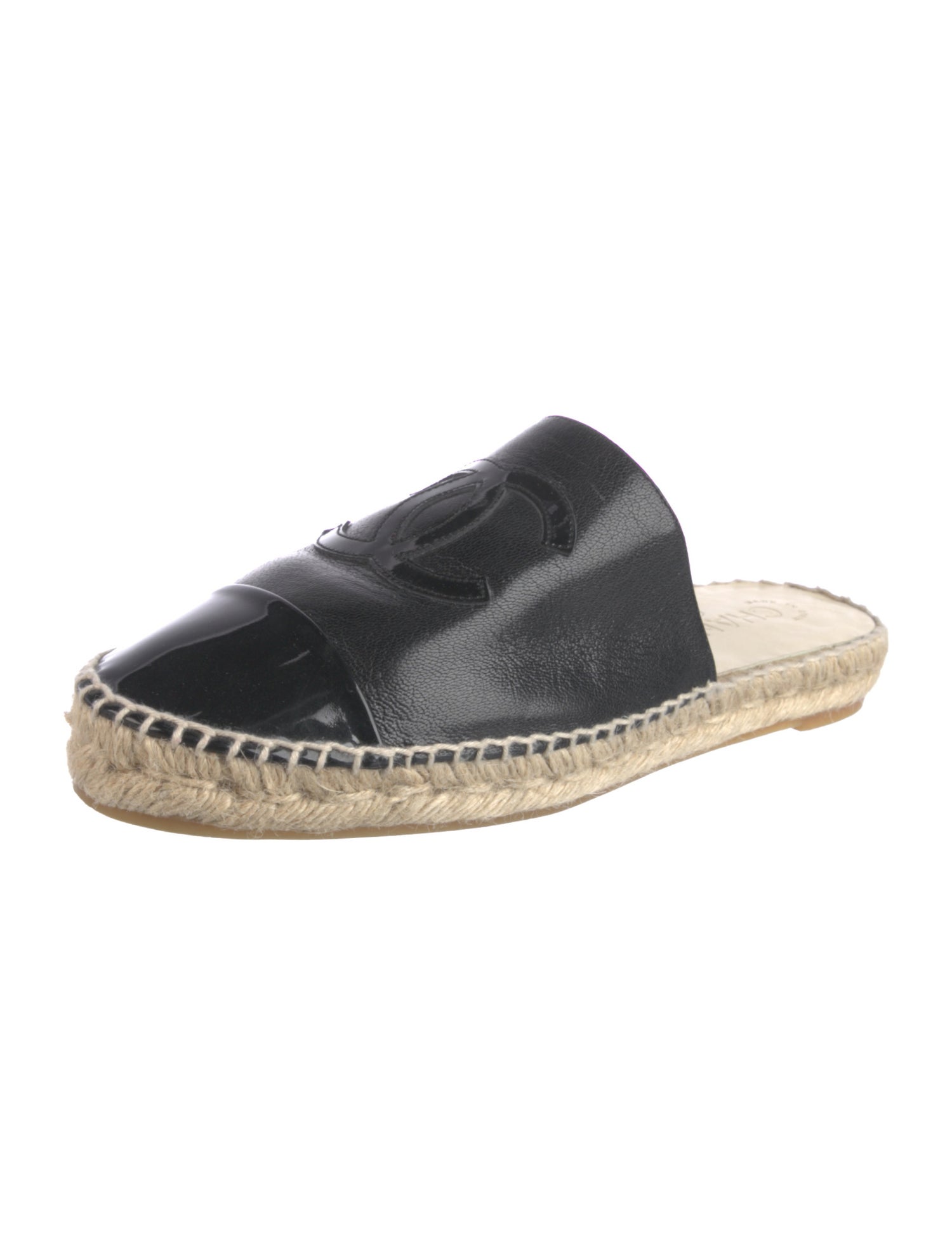 Chanel Interlocking CC Logo Leather Espadrilles