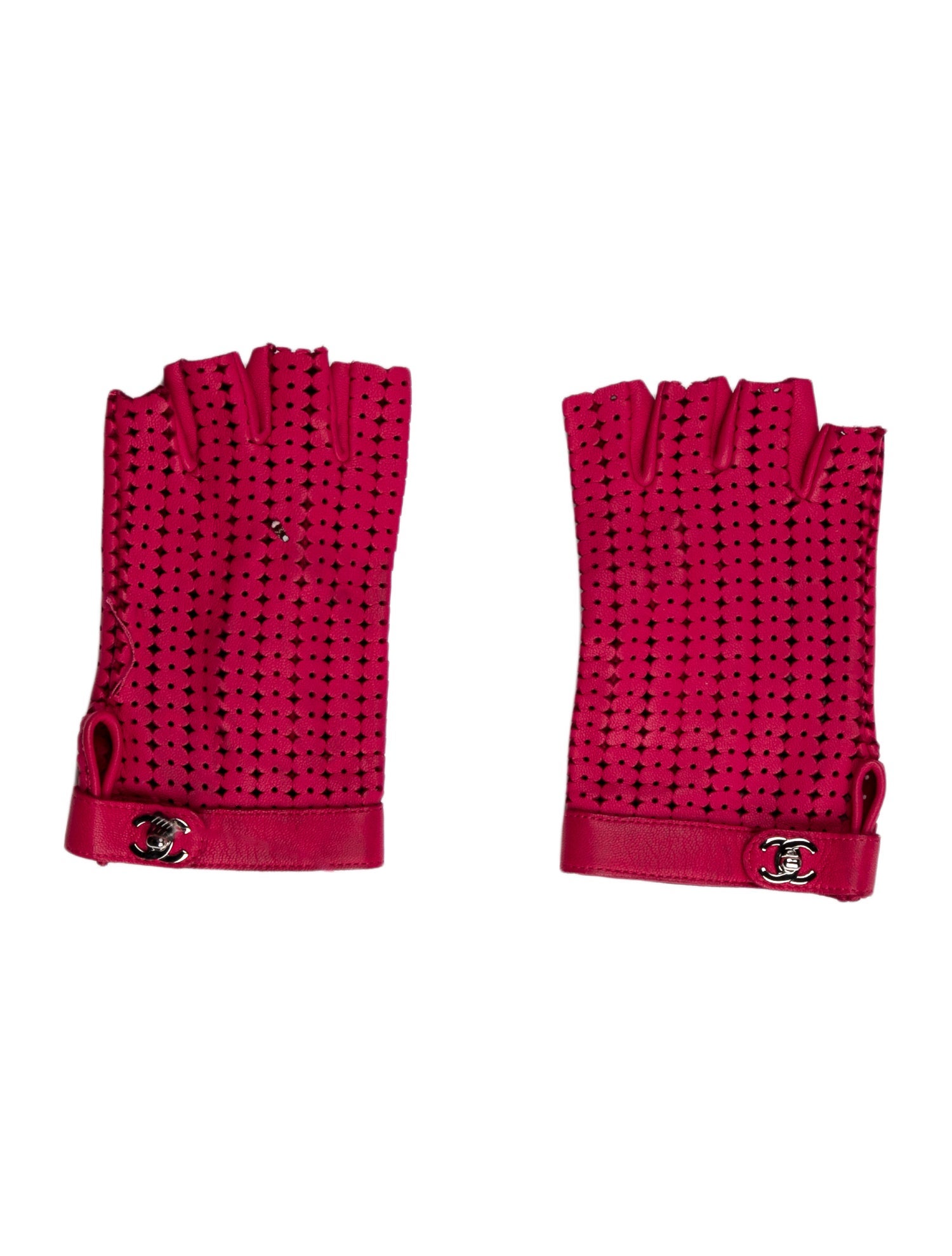 Chanel CC Perforated Fingerless Gloves