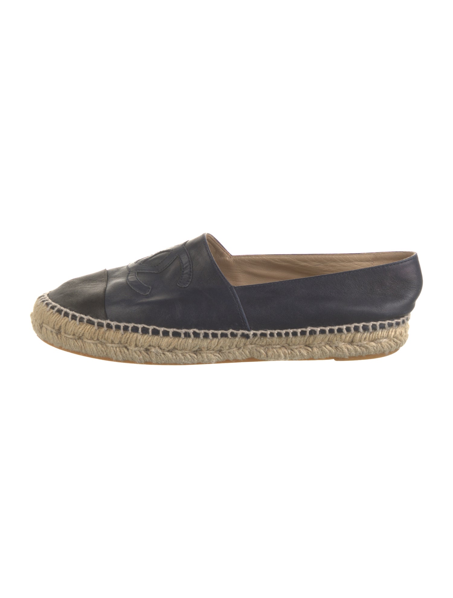 Chanel Interlocking CC Logo Leather Espadrilles