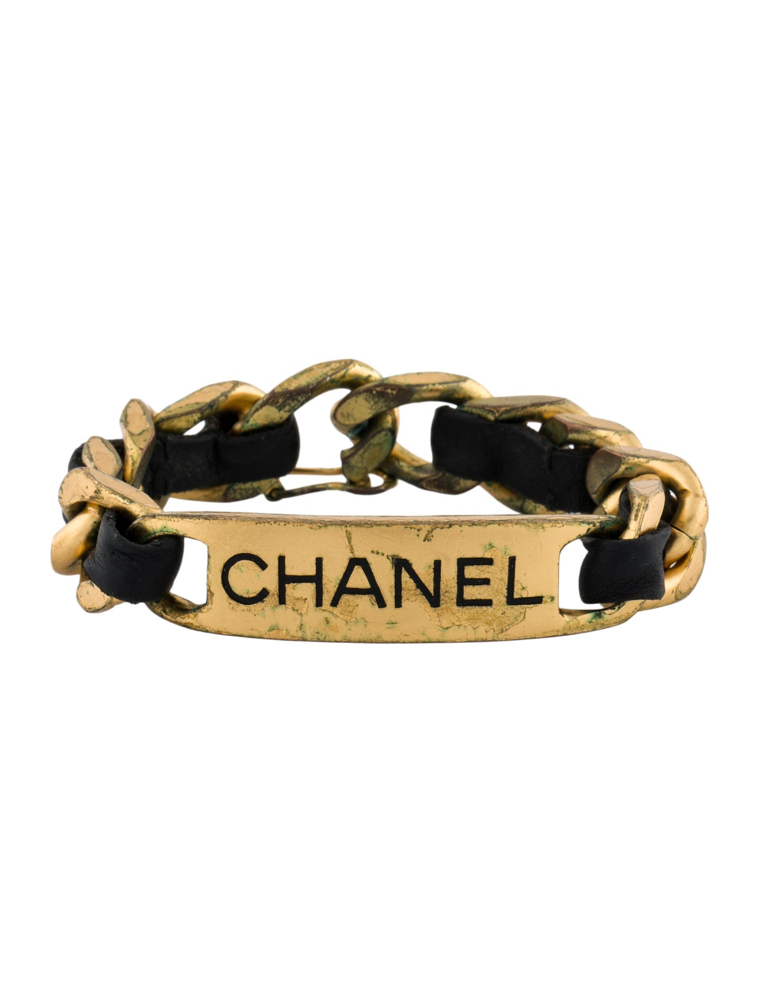 Chanel Vintage Leather ID Link Bracelet