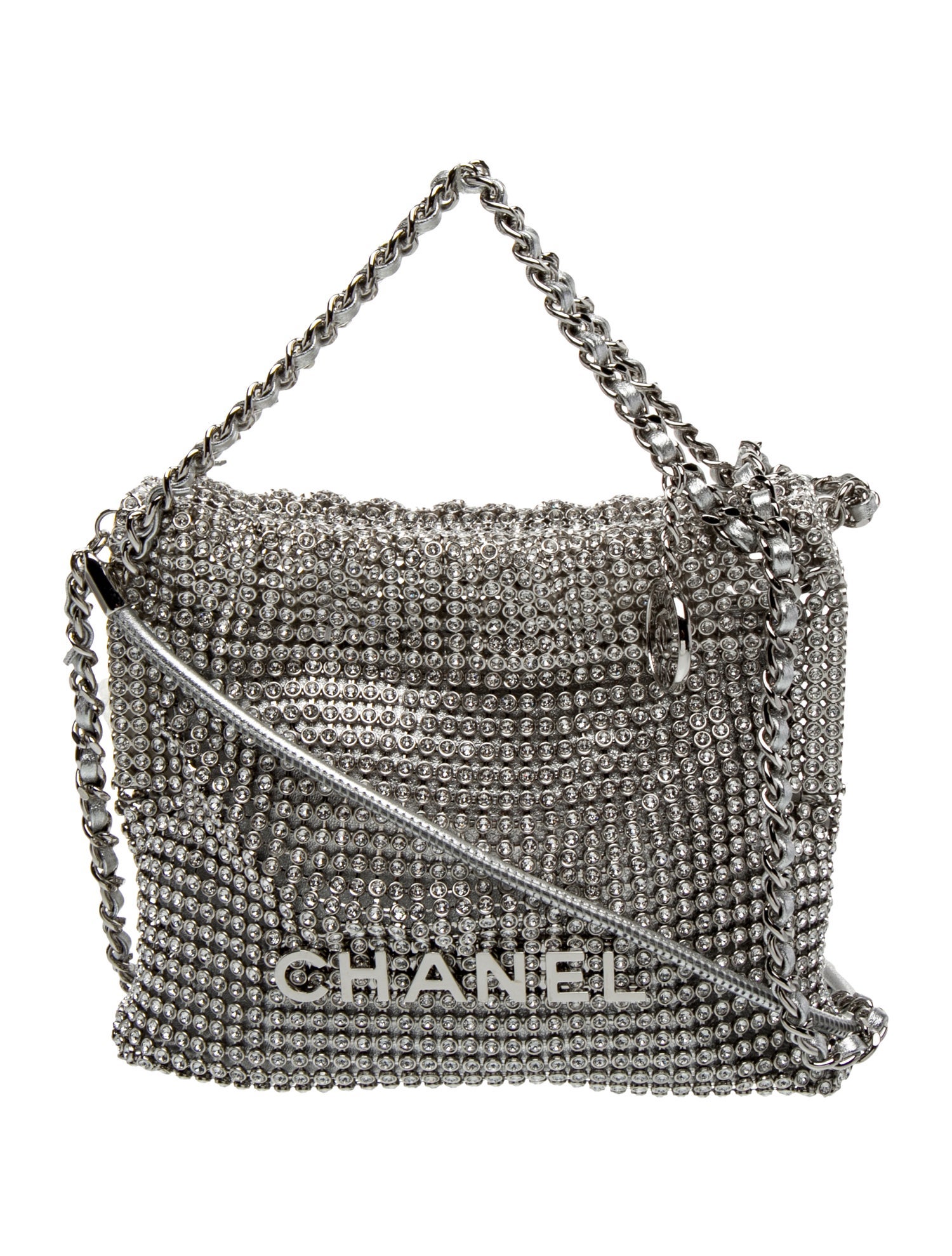 Chanel 2024 Crystal-Embellished Metallic Mini Chanel 22