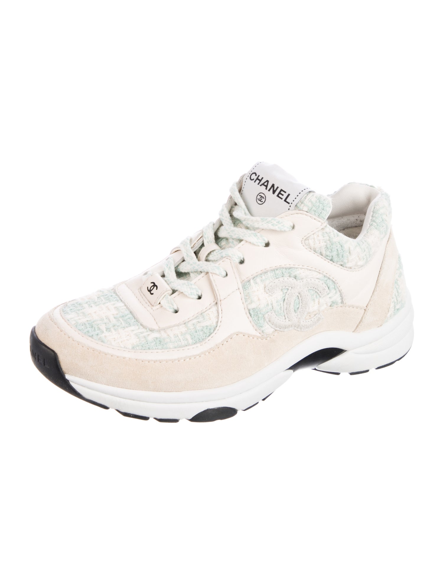 Chanel Interlocking CC Logo Tweed Chunky Sneakers