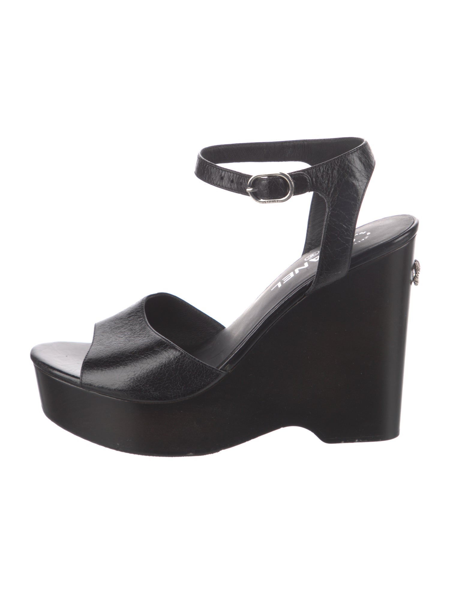 Chanel Interlocking CC Logo Leather Sandals