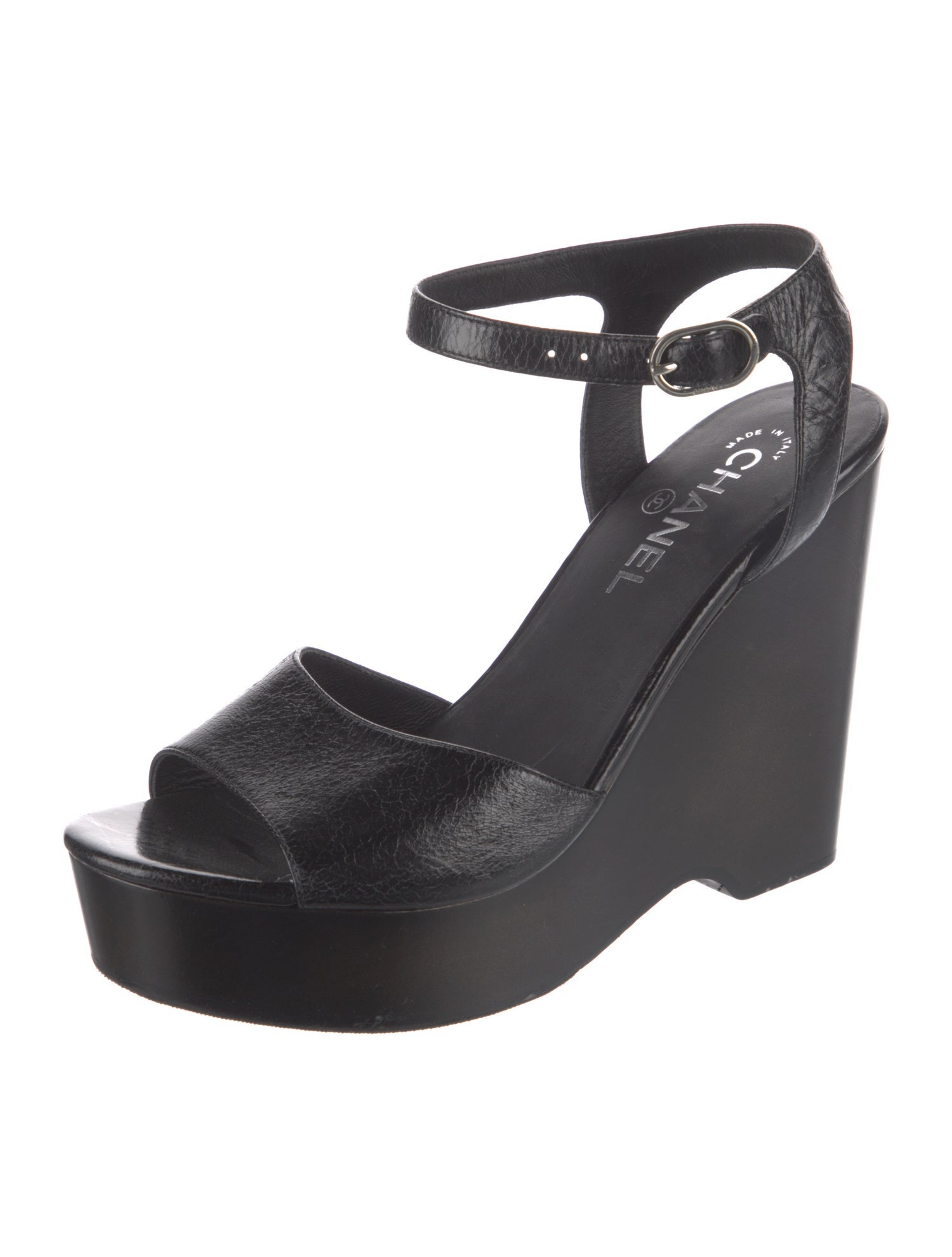 Chanel Interlocking CC Logo Leather Sandals