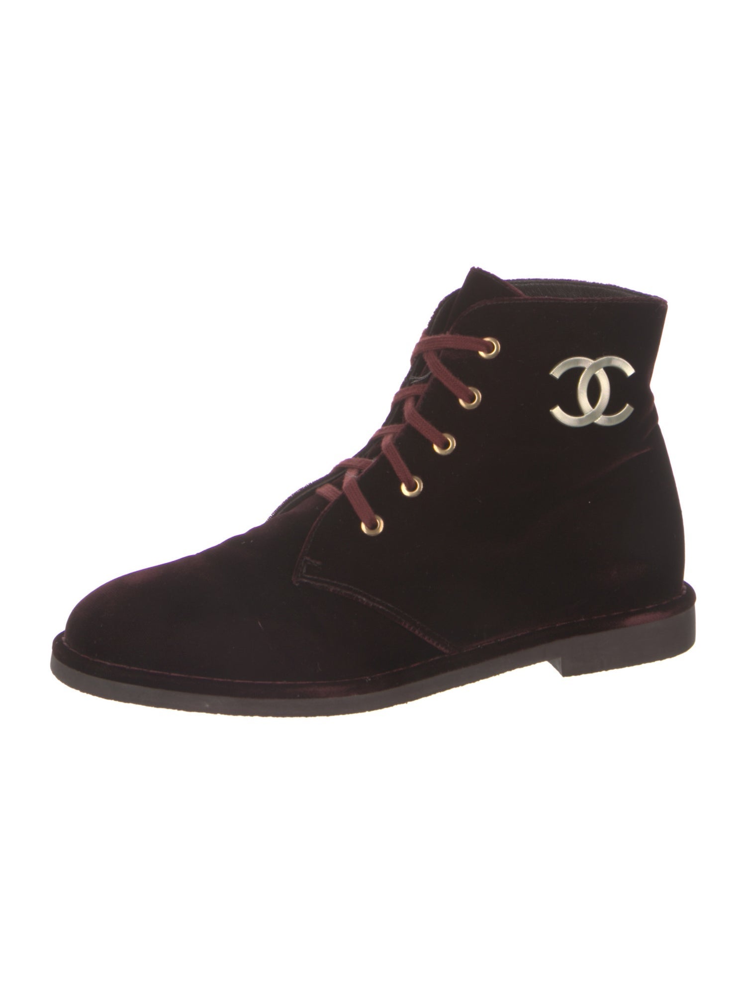 Chanel 2017 Interlocking CC Logo Lace-Up Boots