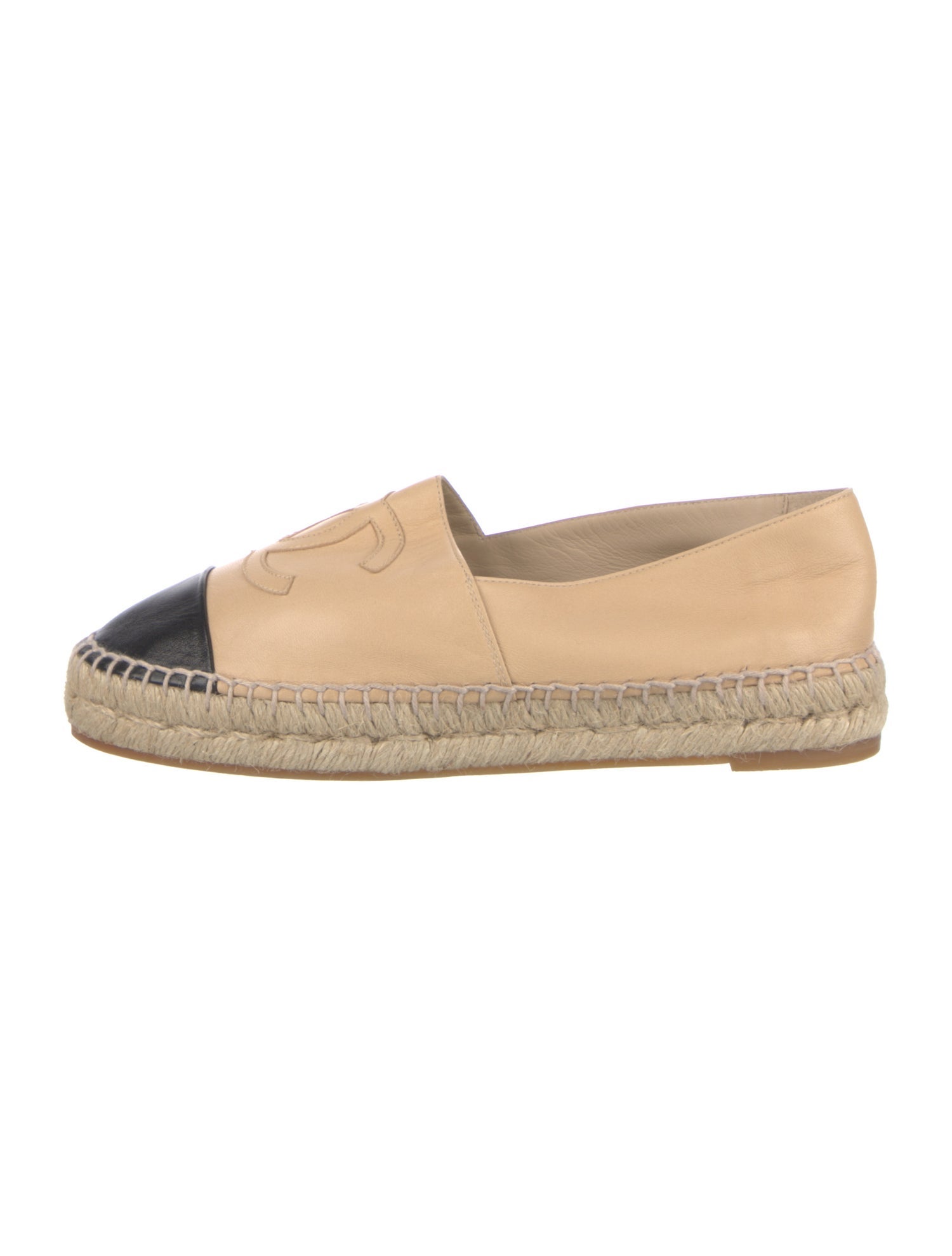 Chanel Interlocking CC Logo Leather Espadrilles