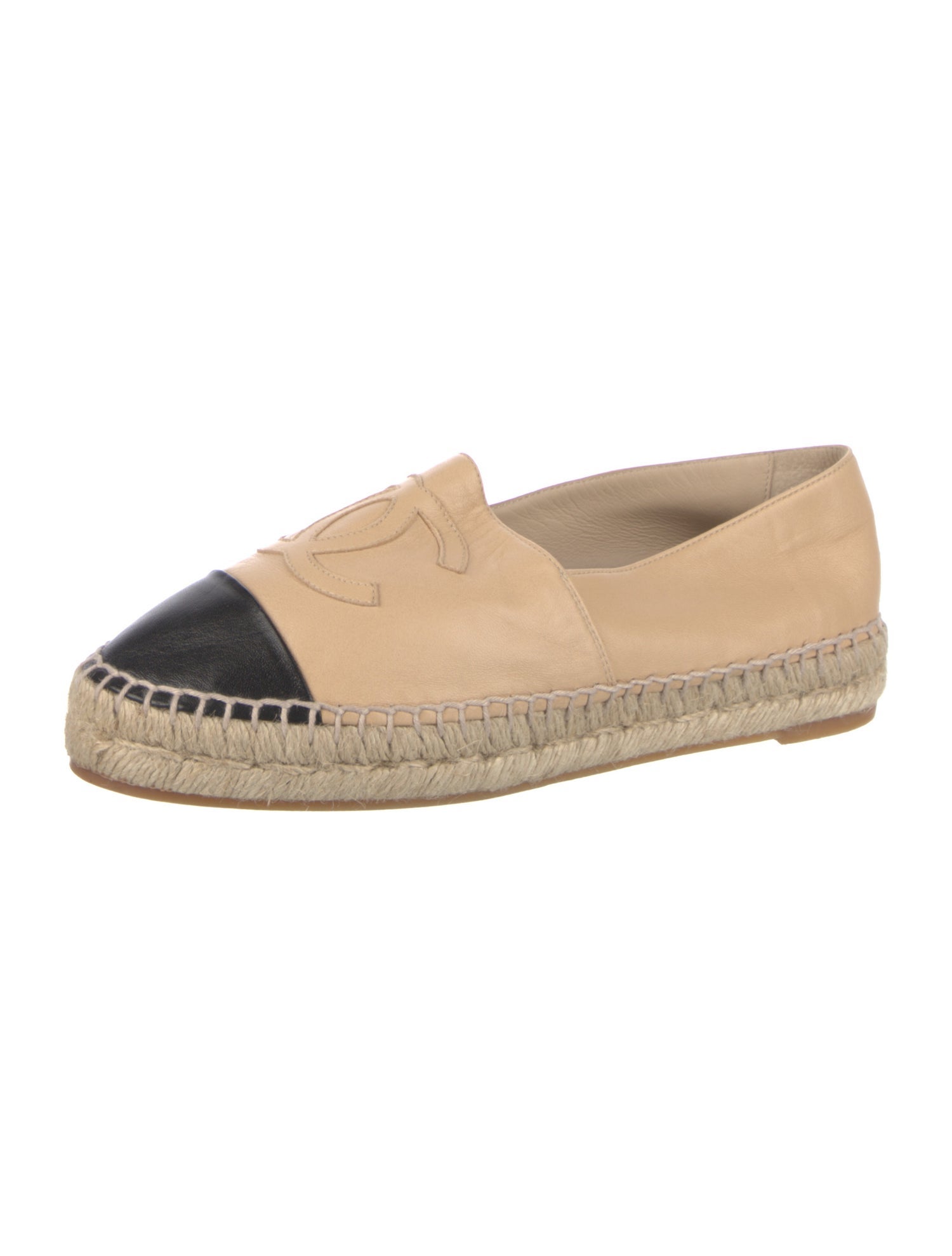 Chanel Interlocking CC Logo Leather Espadrilles