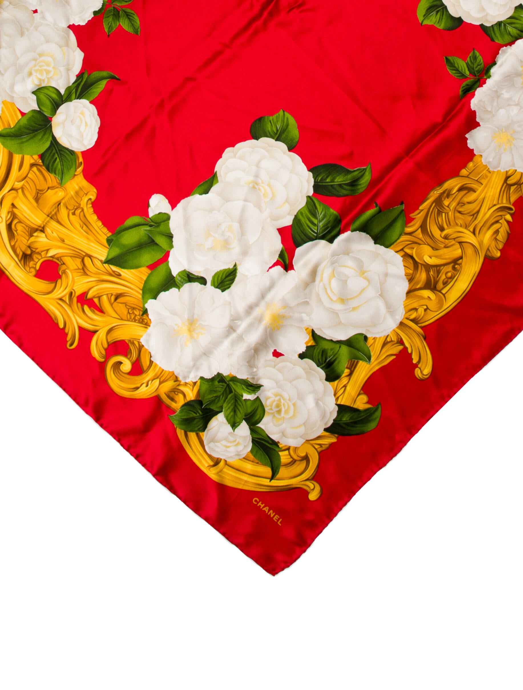 Chanel Silk Floral Print Scarf