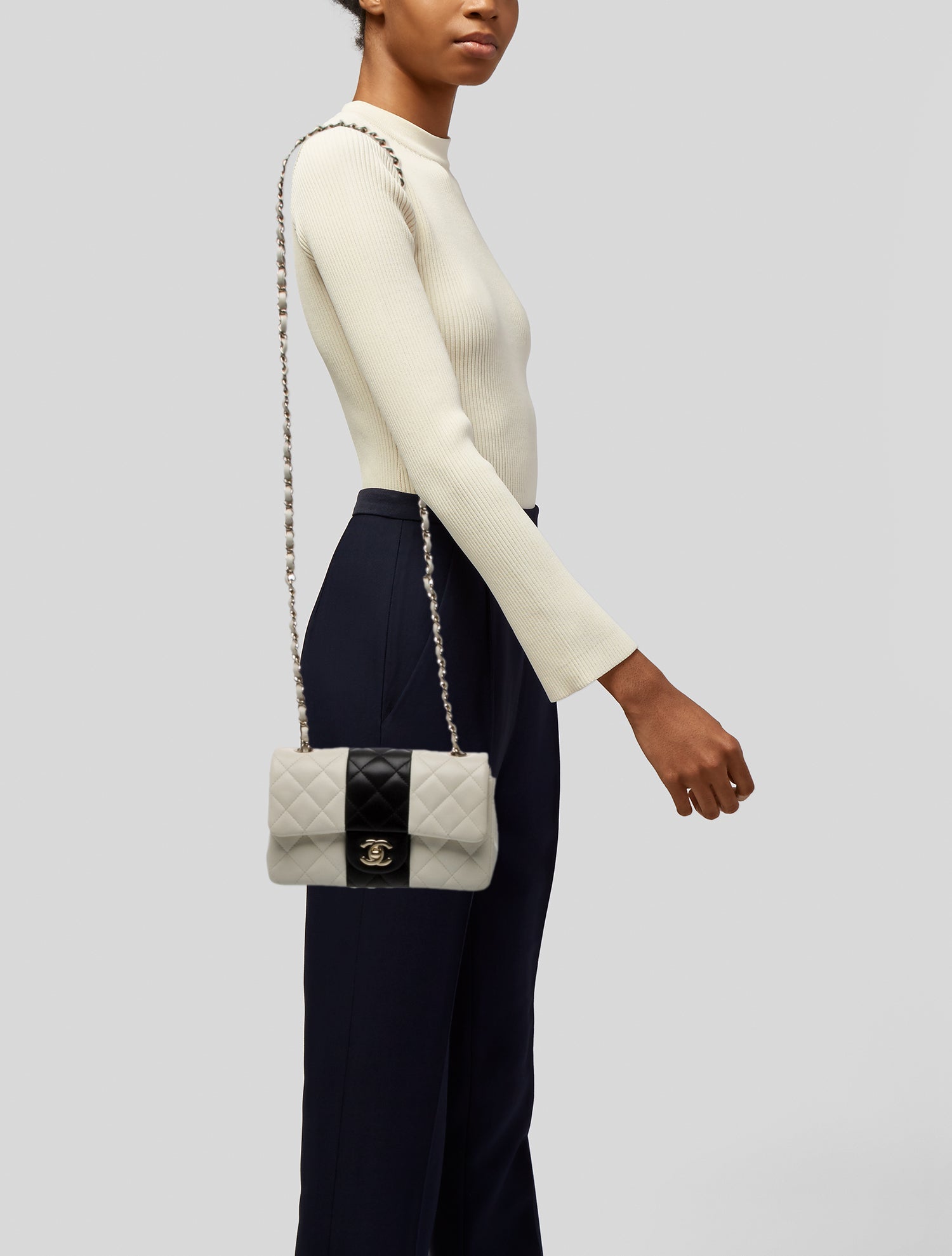 Chanel 2022 Classic Rectangular Mini Bi-Stripe Flap Bag