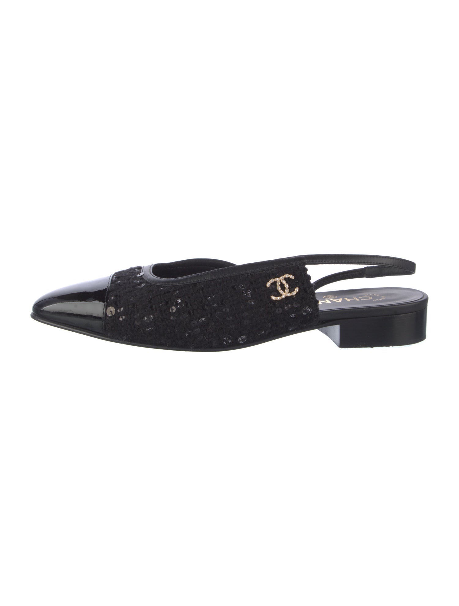 Chanel 2024 Interlocking CC Logo Slingback Flats