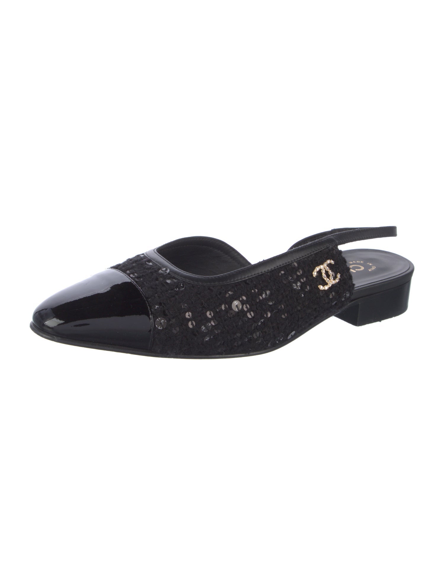 Chanel 2024 Interlocking CC Logo Slingback Flats