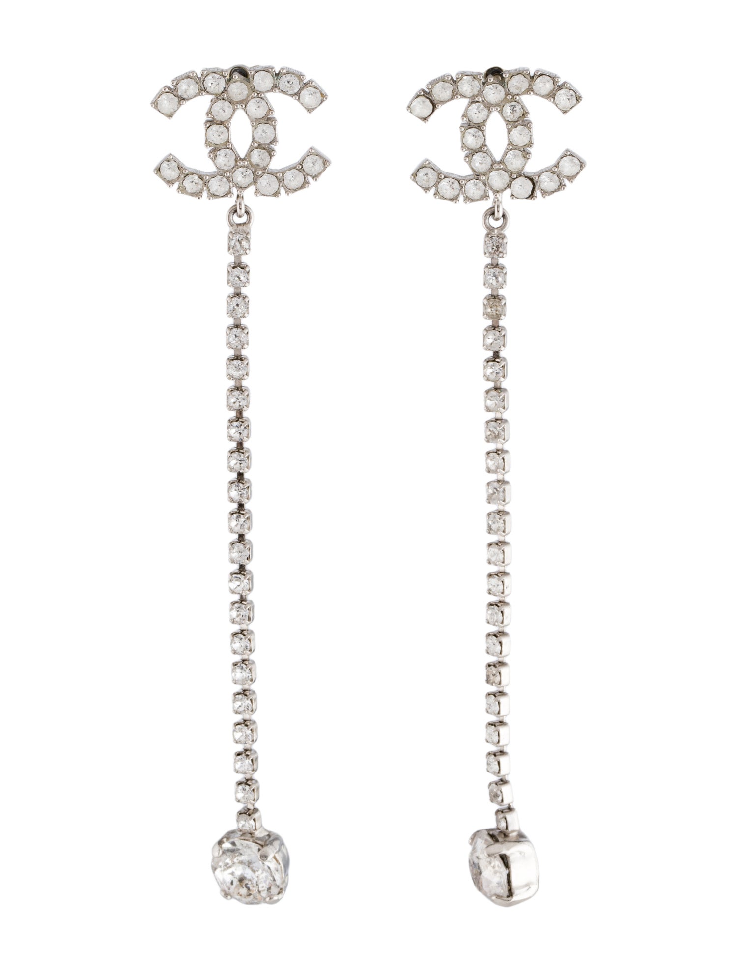Chanel Strass CC Drop Earrings