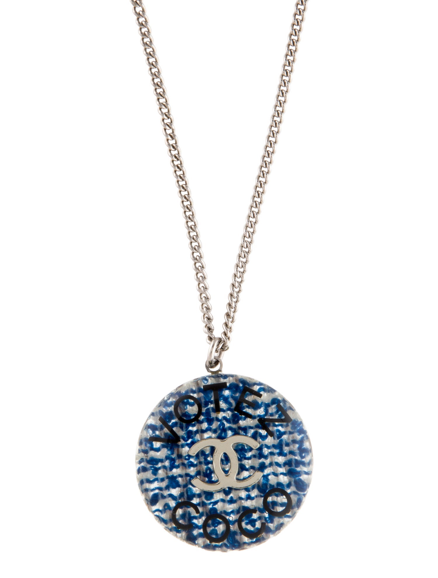 Chanel Resin 'Votez Coco' CC Pendant Necklace