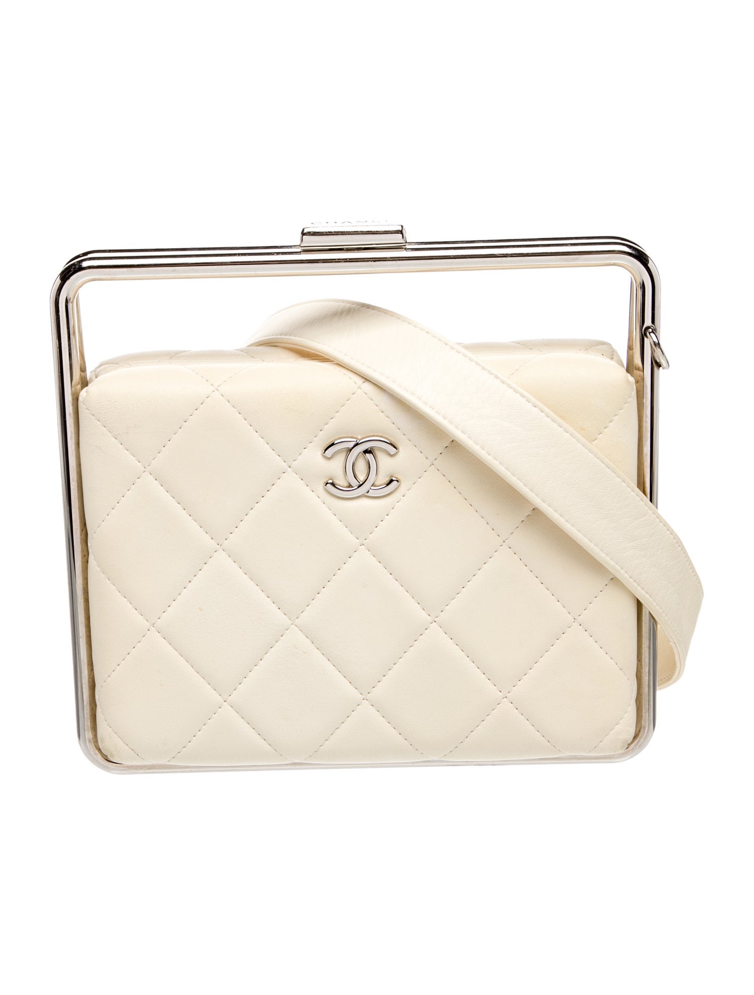 Chanel Quilted Metal Bar Clutch w/ Strap