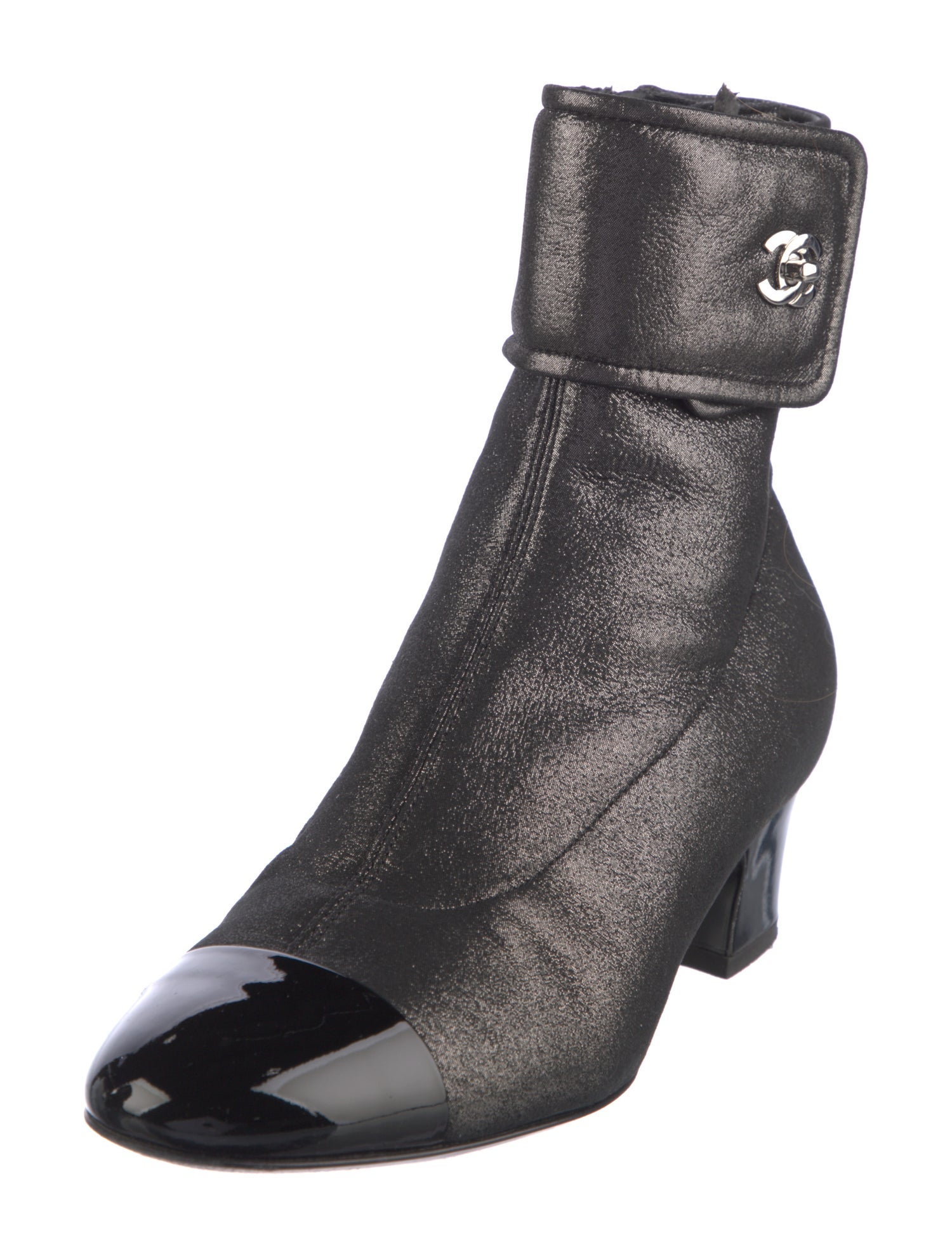 Chanel Interlocking CC Logo Leather Trim Embellishment Boots