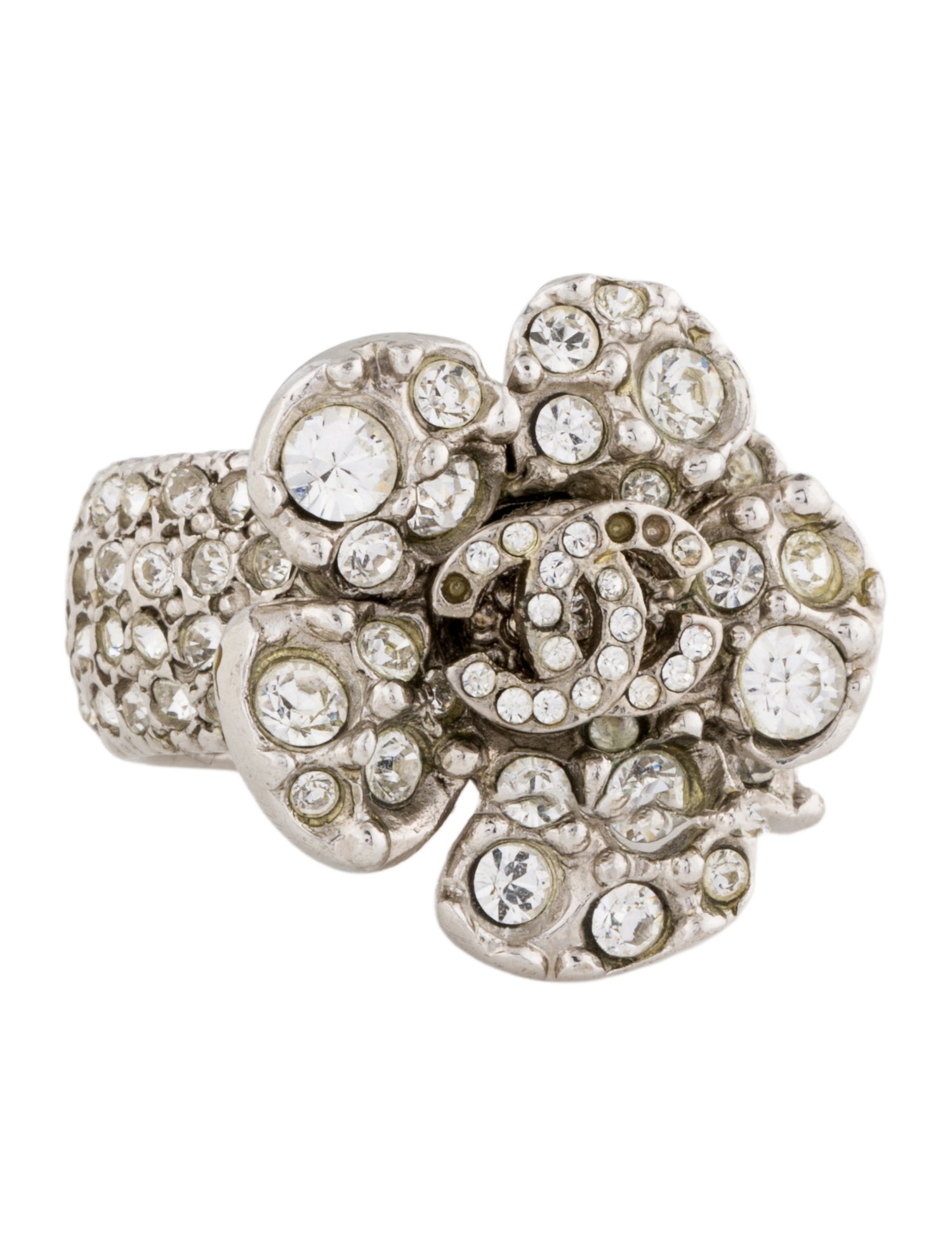 Chanel Strass CC Camellia Cocktail Ring