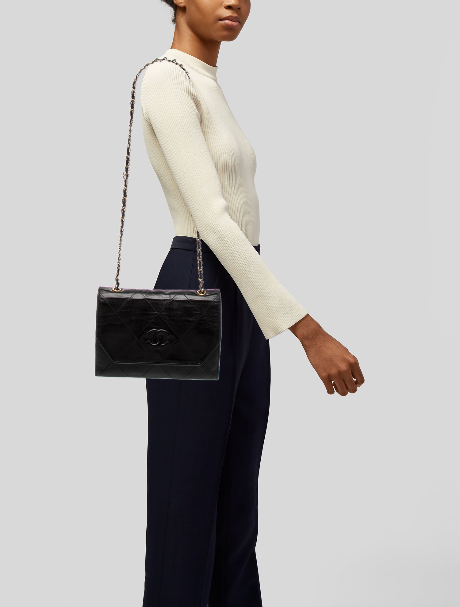 Chanel Diamond Quilt CC Flap Bag