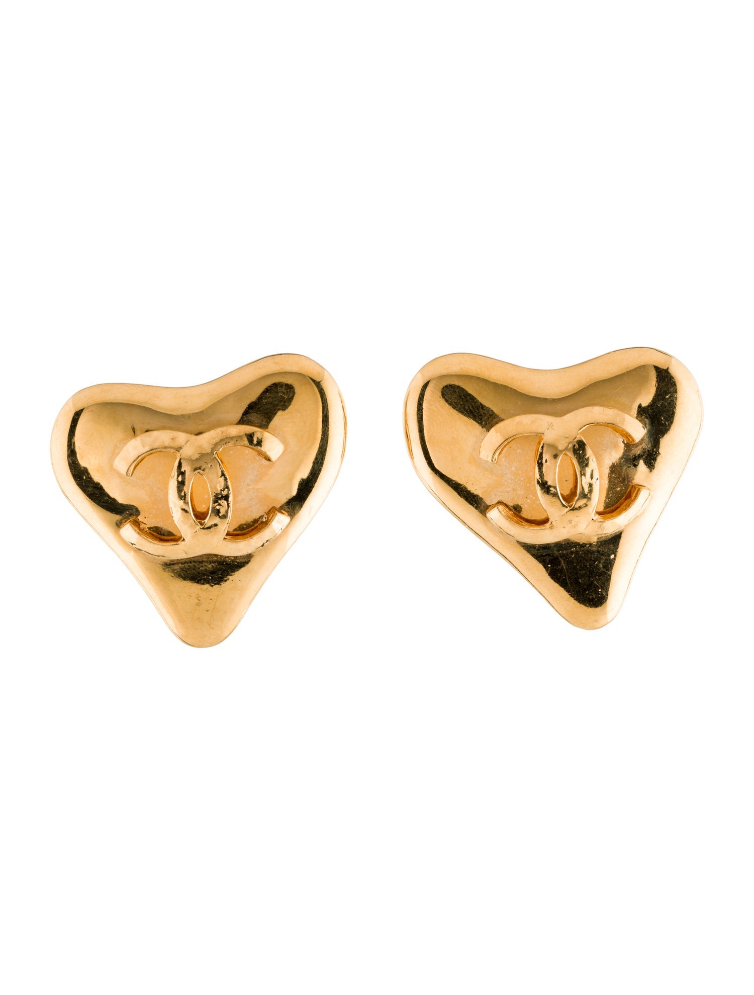 Chanel Vintage CC Heart Clip-On Earrings