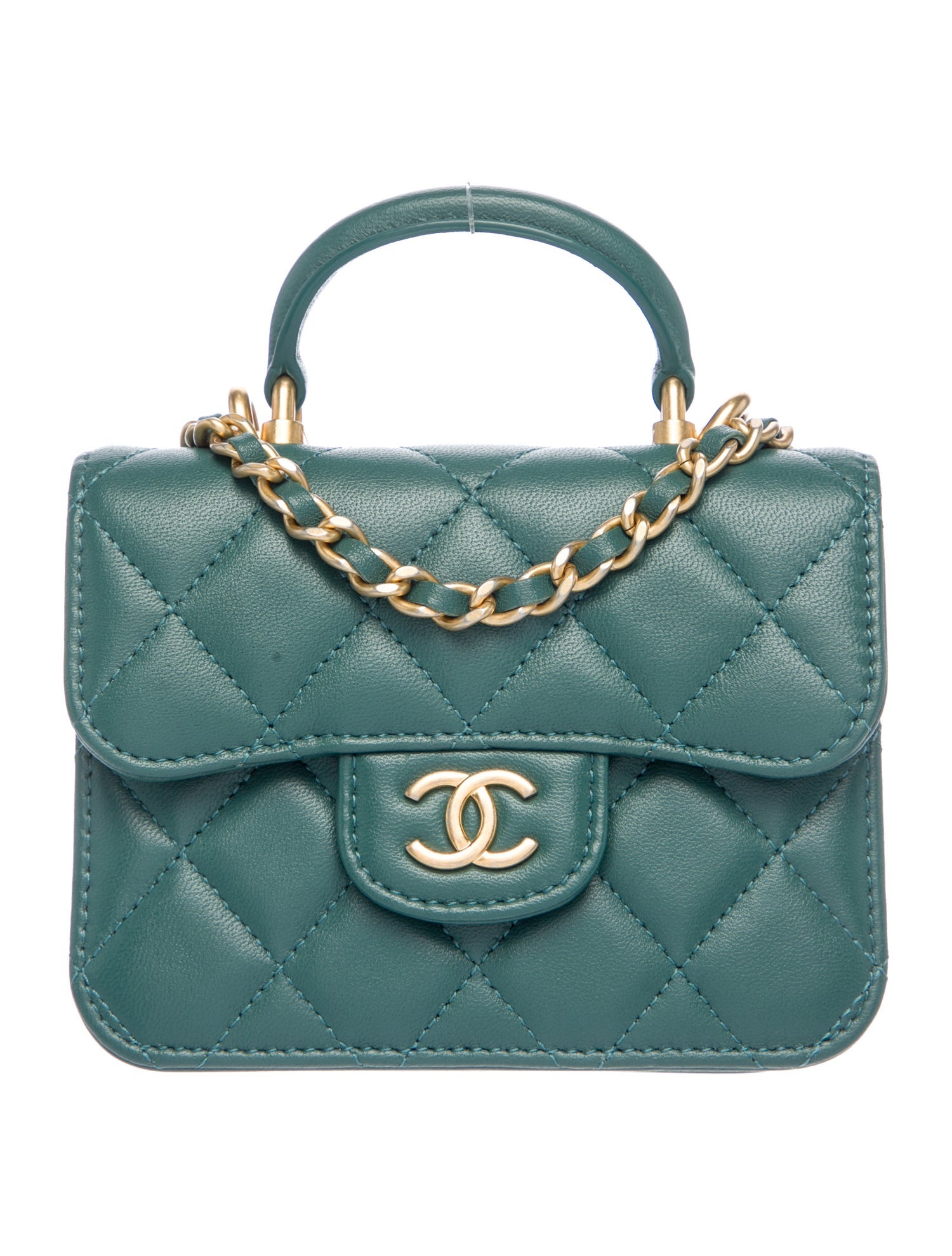 Chanel Top Handle Flap Coin Purse w/ Chain