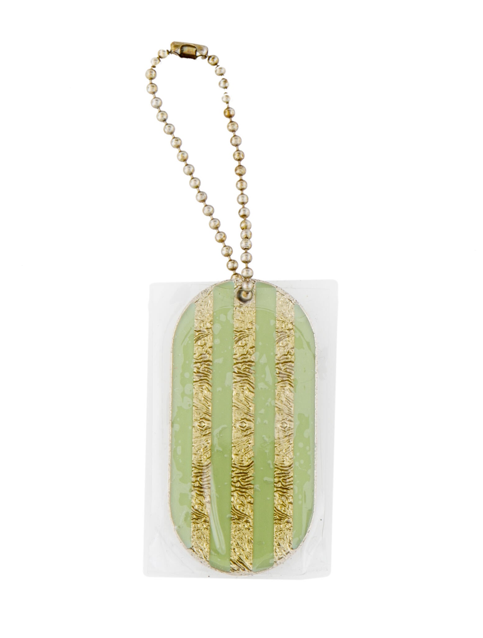 Chanel Striped Dog Tag Keychain