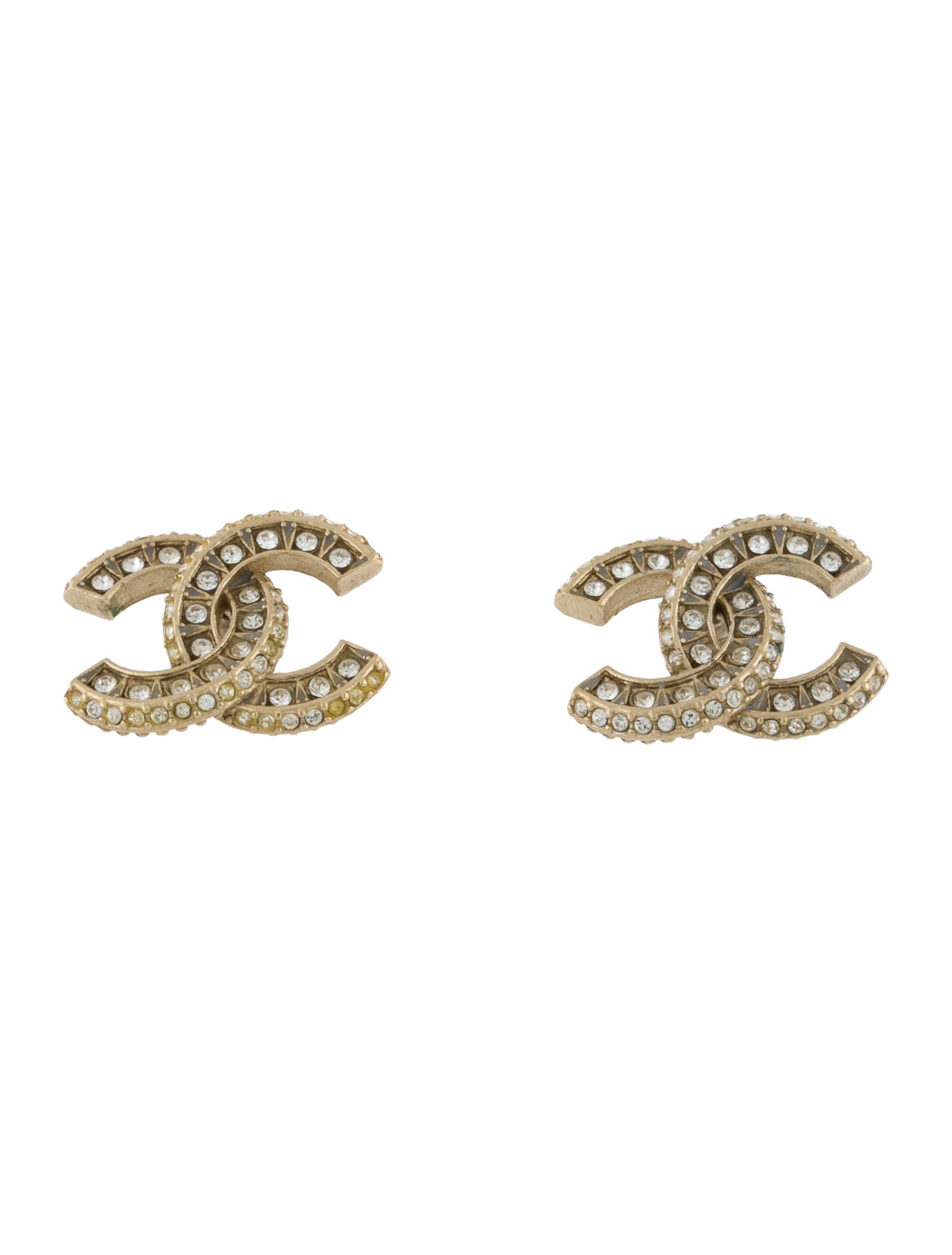 Chanel Strass CC Stud Earrings