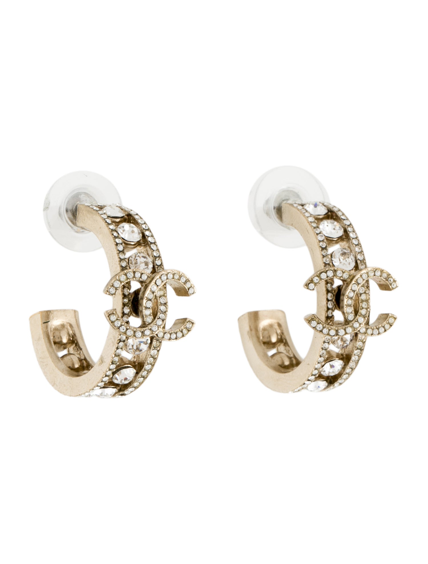 Chanel Strass CC Hoop Earrings