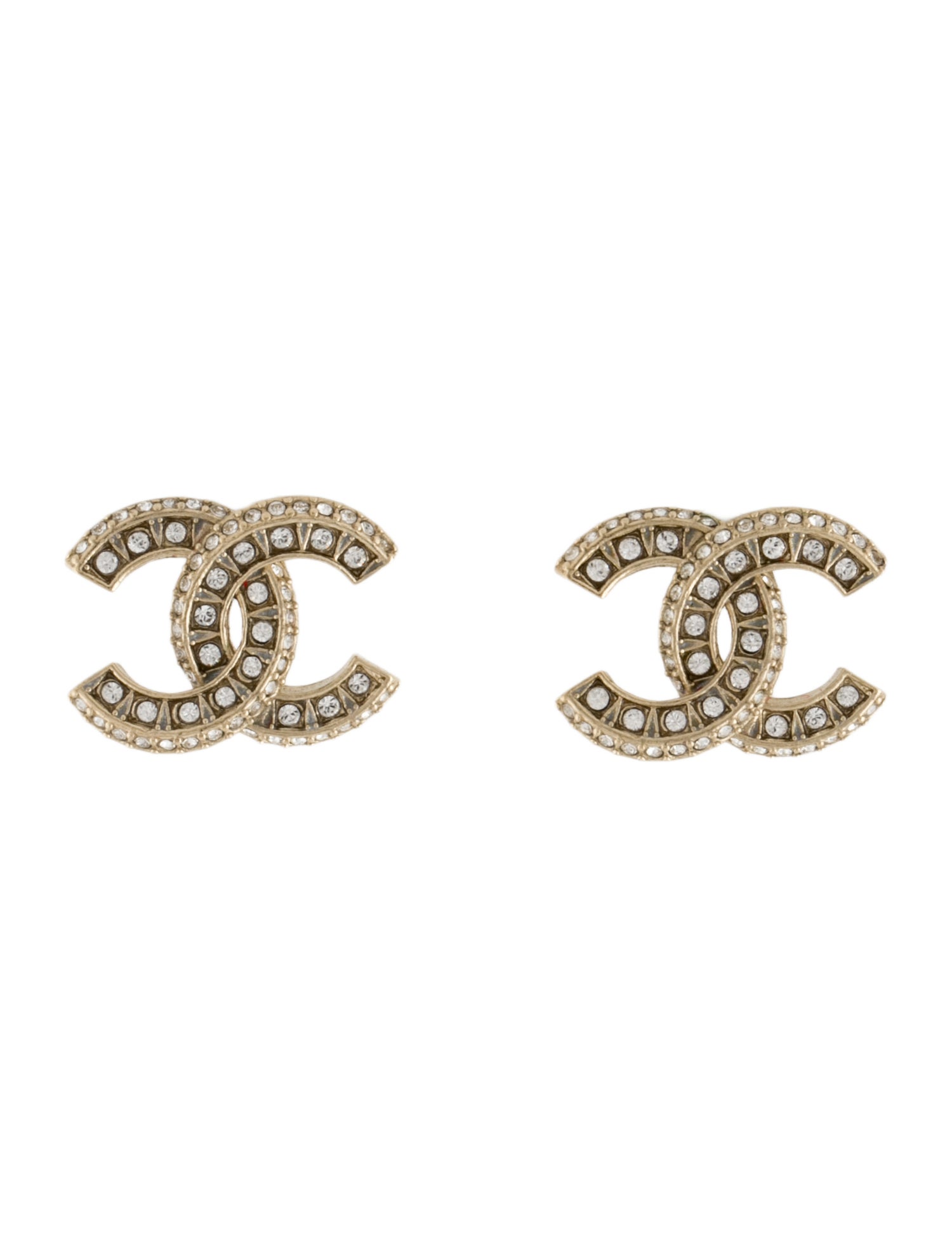 Chanel Strass CC Stud Earrings