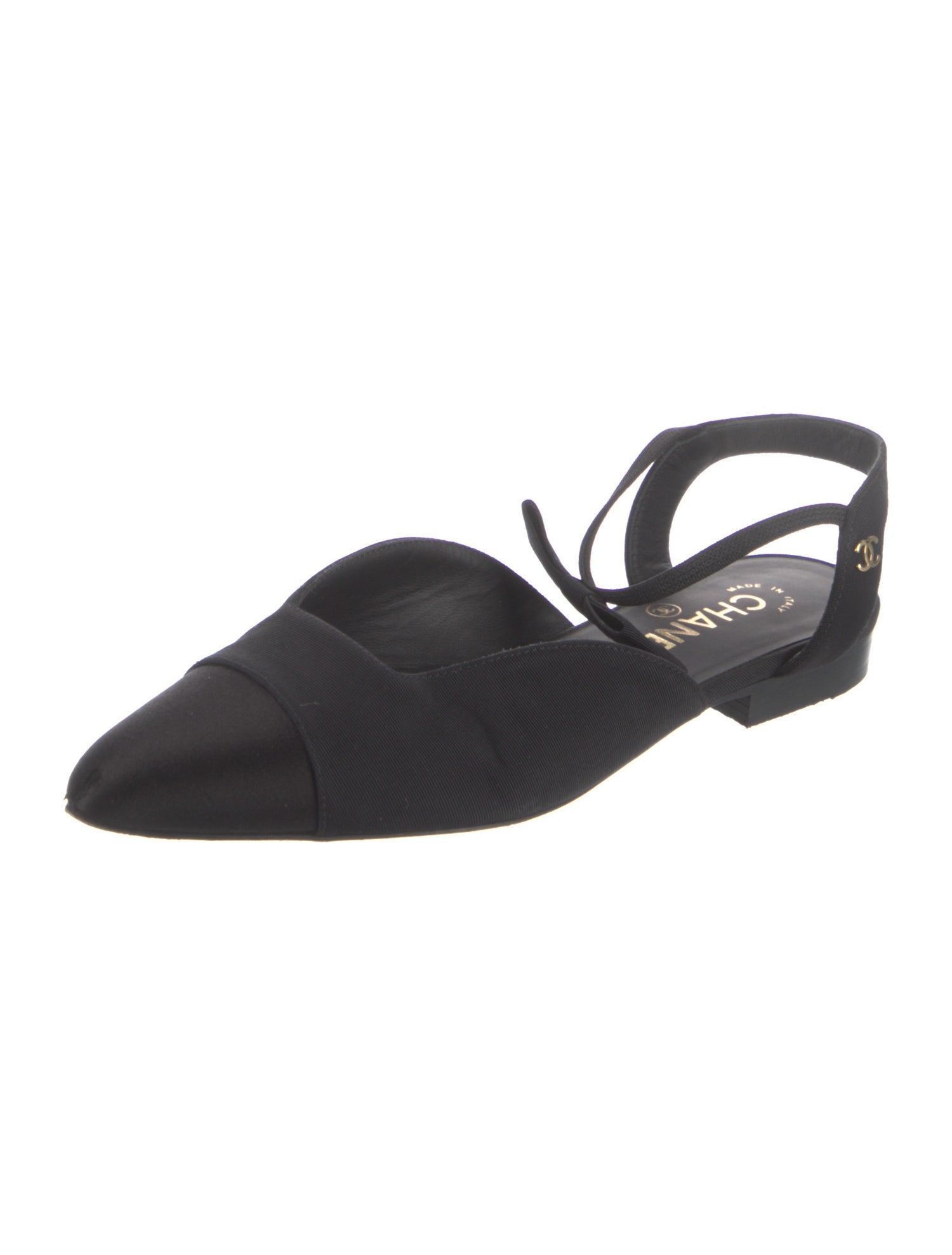 Chanel Interlocking CC Logo Bow Accents Slingback Flats