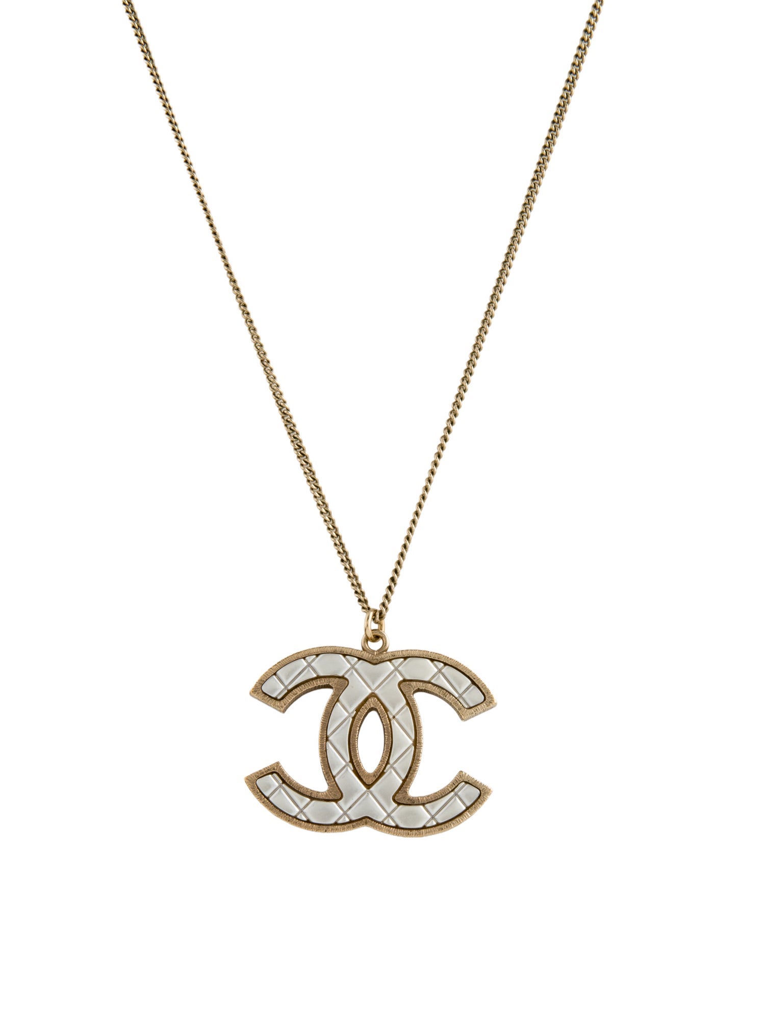 Chanel Faux Pearl CC Quilted Pendant Necklace
