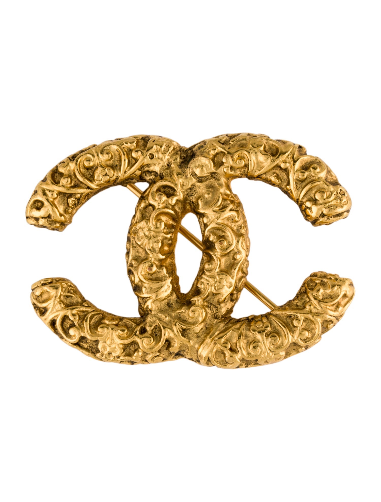 Chanel Vintage Textured CC Brooch