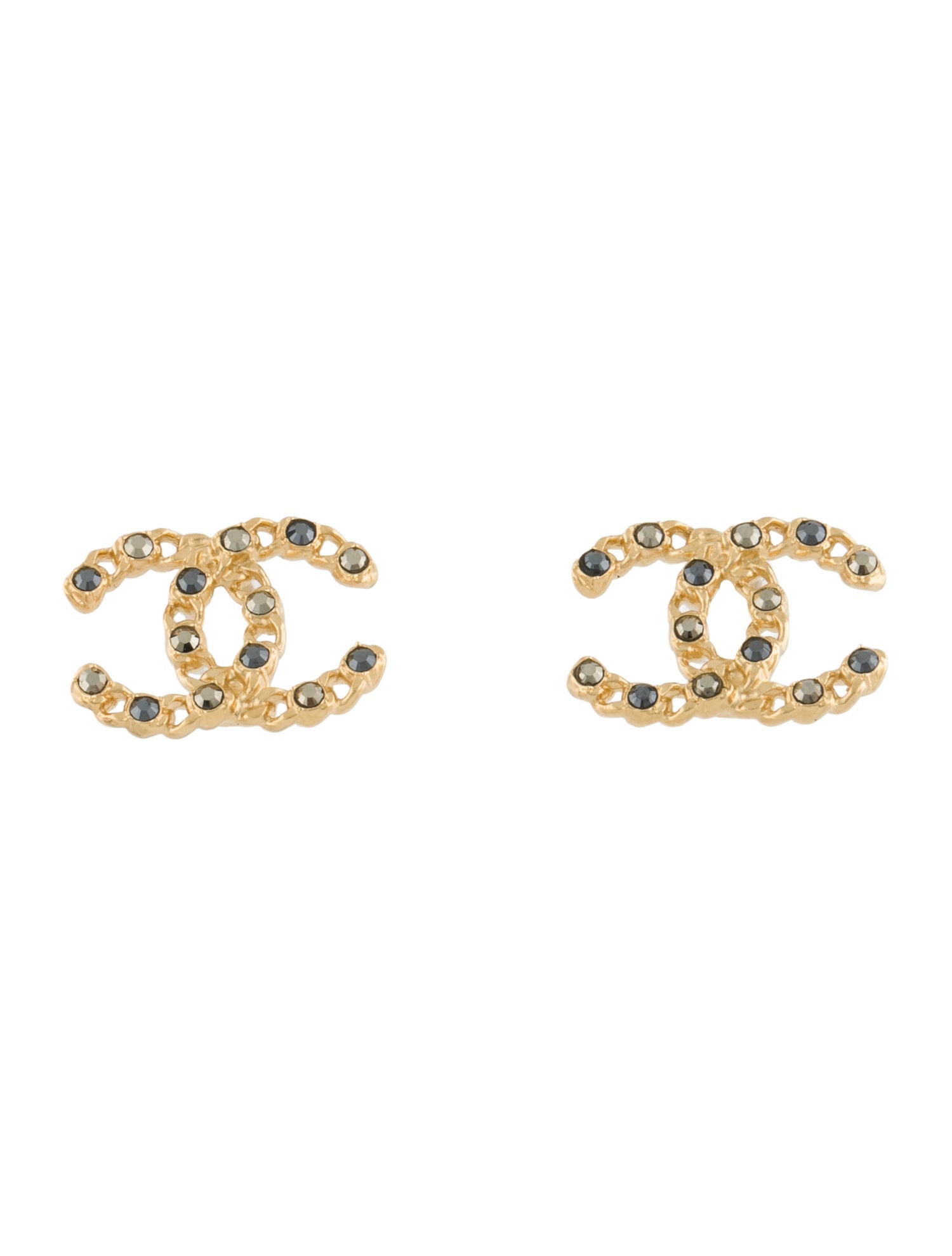 Chanel 2020 Strass CC Stud Earrings