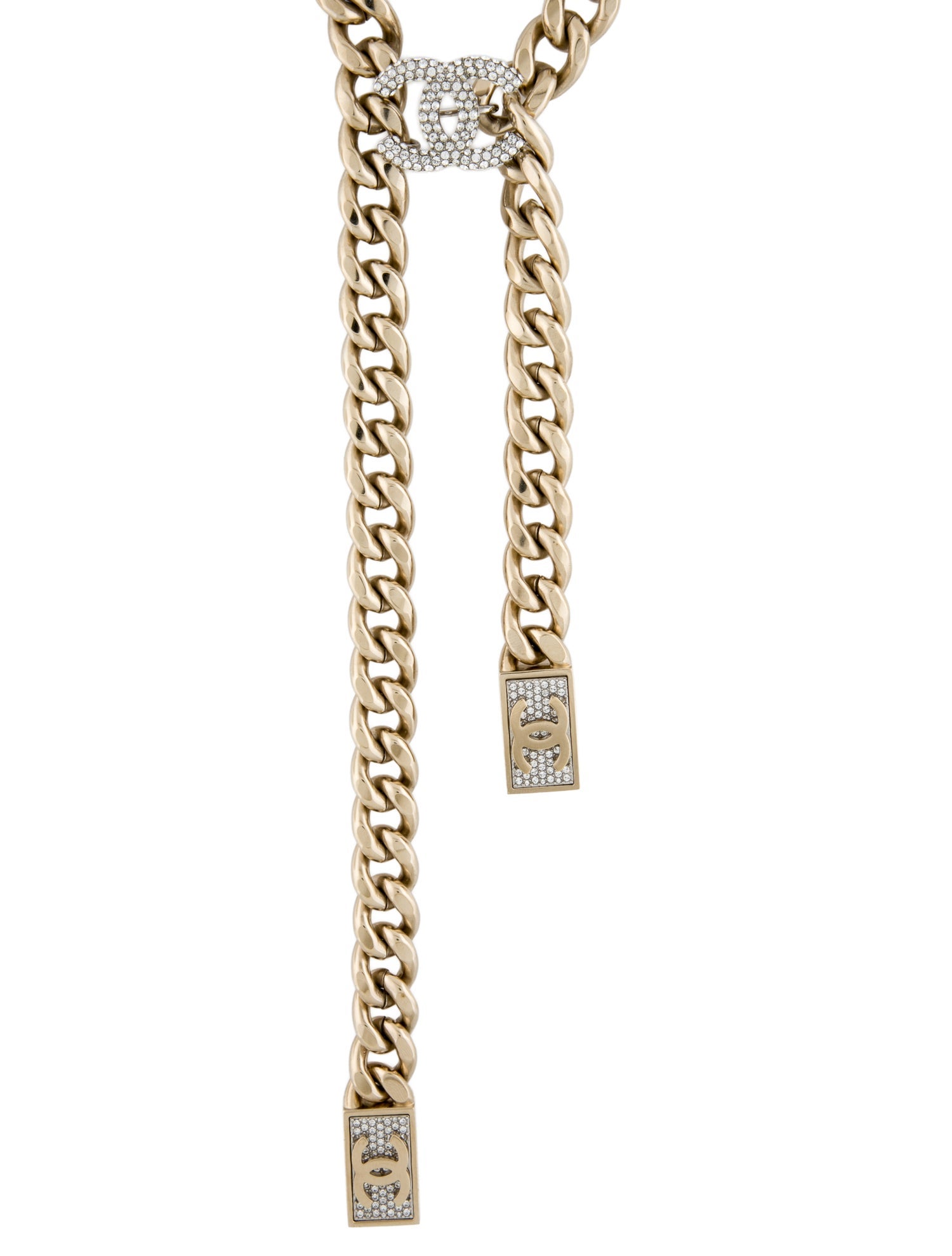 Chanel 2021 Strass CC Lariat Necklace
