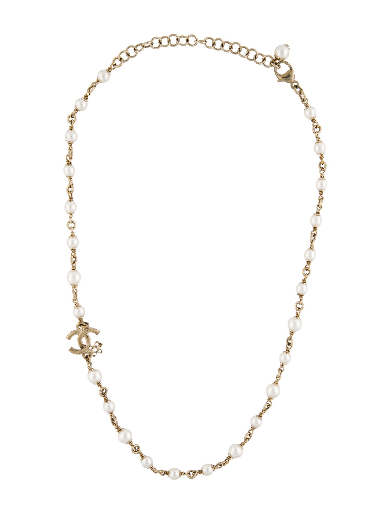 Chanel 2023 Faux Pearl & Strass CC Necklace