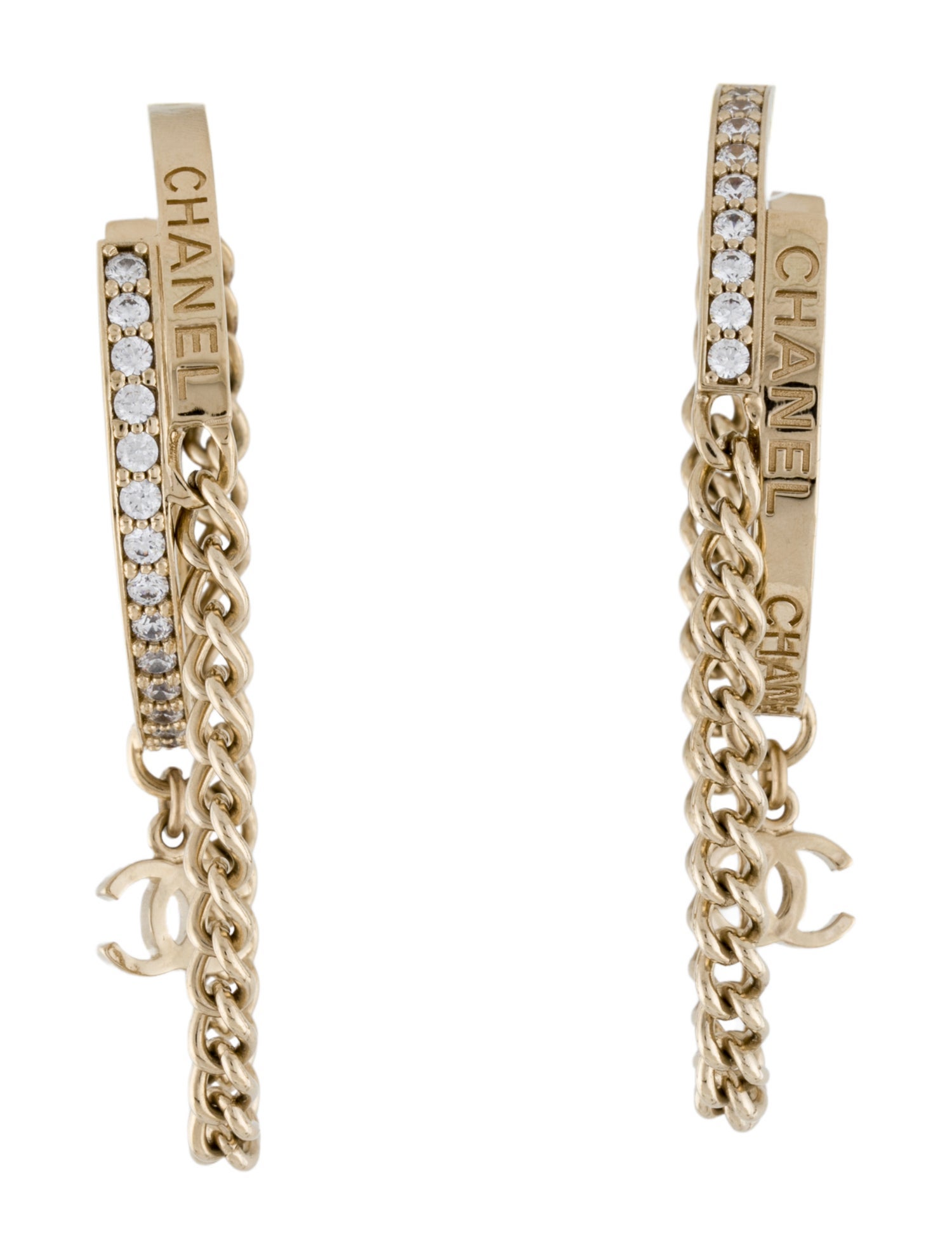 Chanel 2022 Strass CC Hoop Earrings