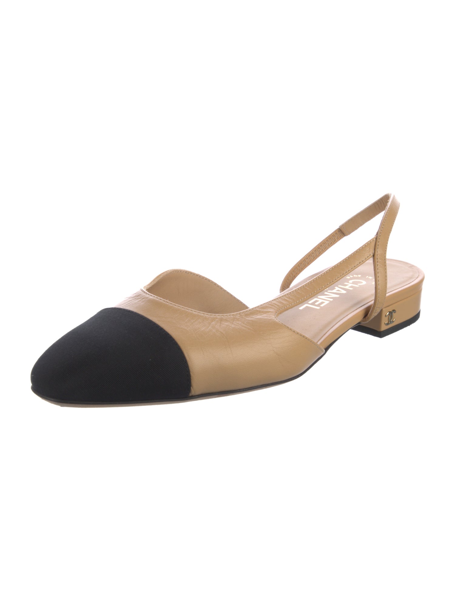 Chanel Leather Colorblock Pattern Slingback Pumps