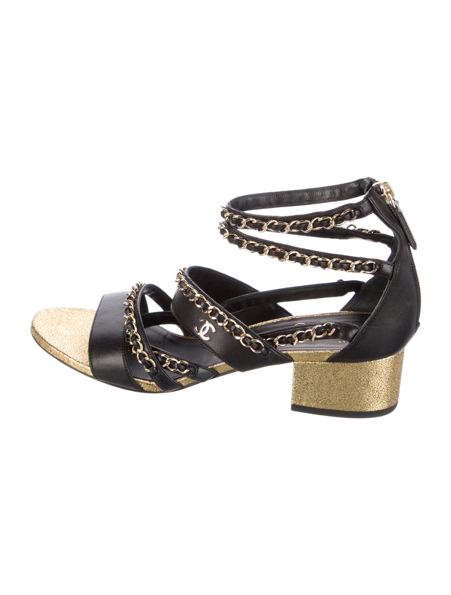 Chanel Interlocking CC Logo Leather Gladiator Sandals