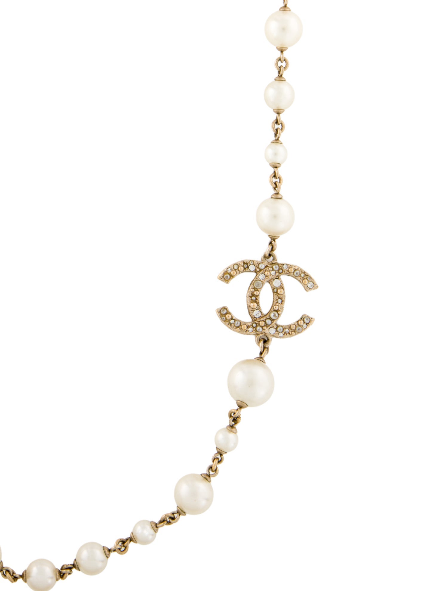 Chanel Faux Pearl & Strass Camelia Necklace