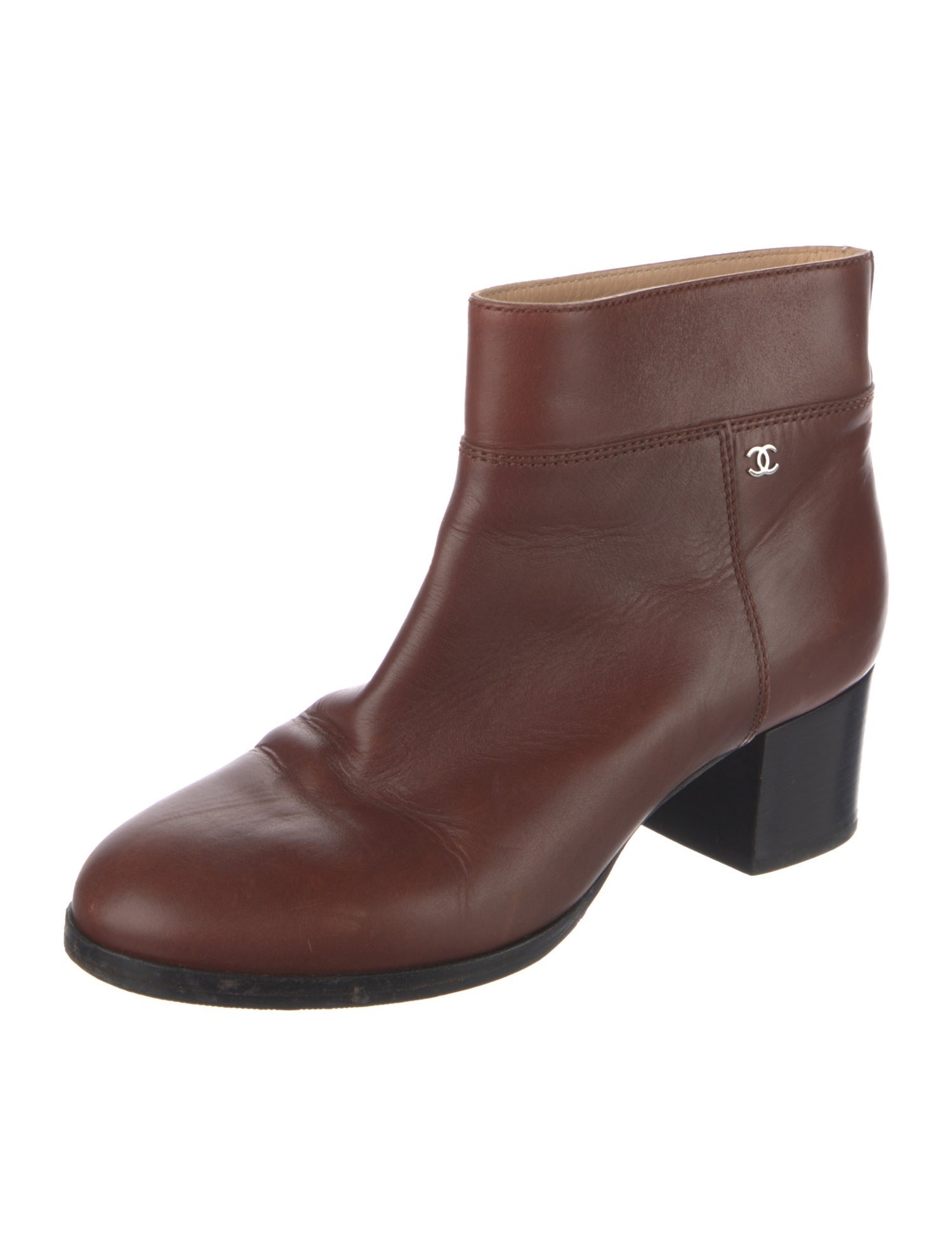 Chanel Interlocking CC Logo Leather Boots