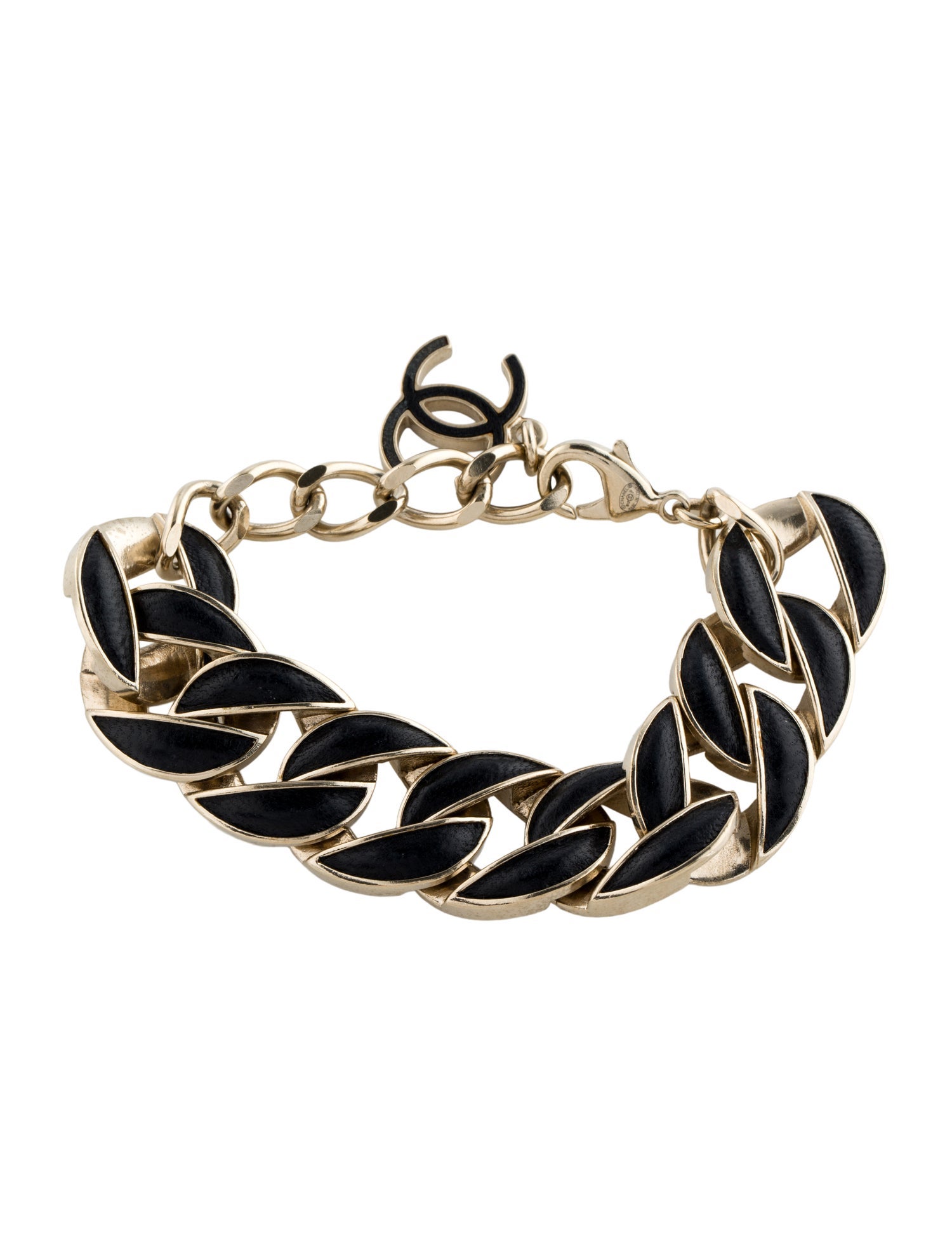 Chanel Leather Curb Link Bracelet