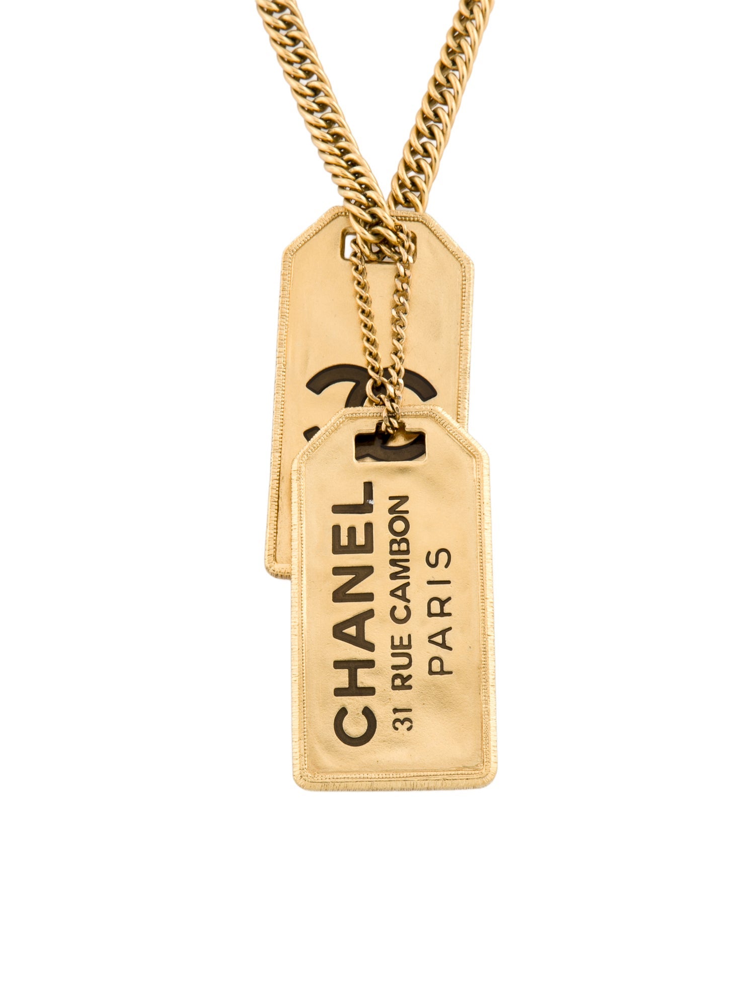 Chanel Resin CC Dog Tag Pendant Necklace