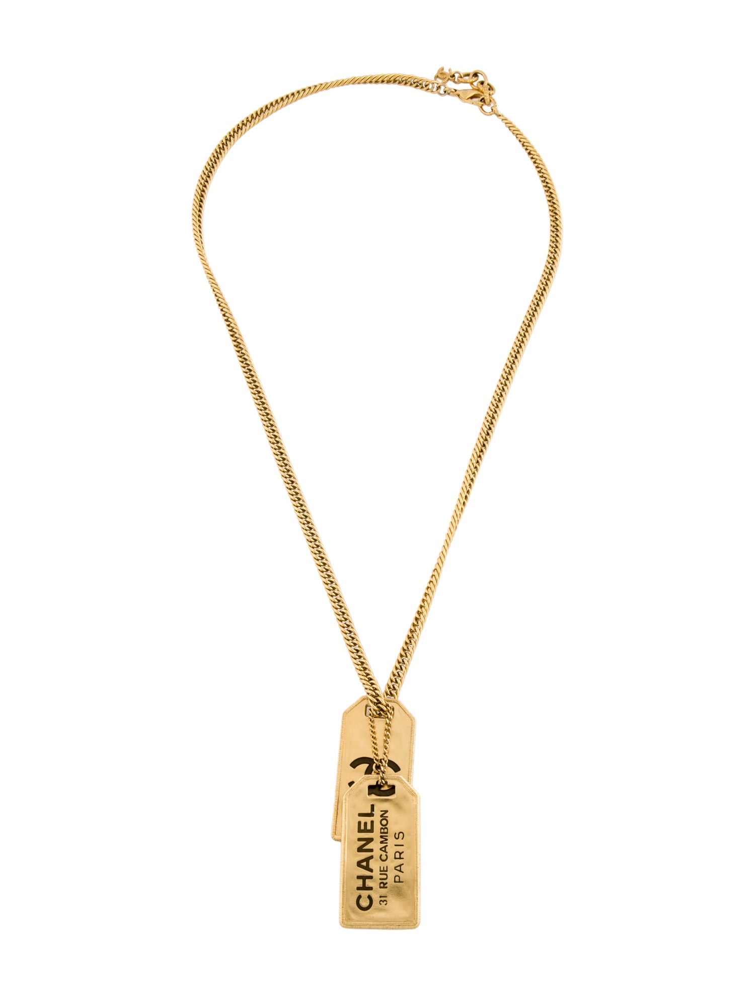 Chanel Resin CC Dog Tag Pendant Necklace