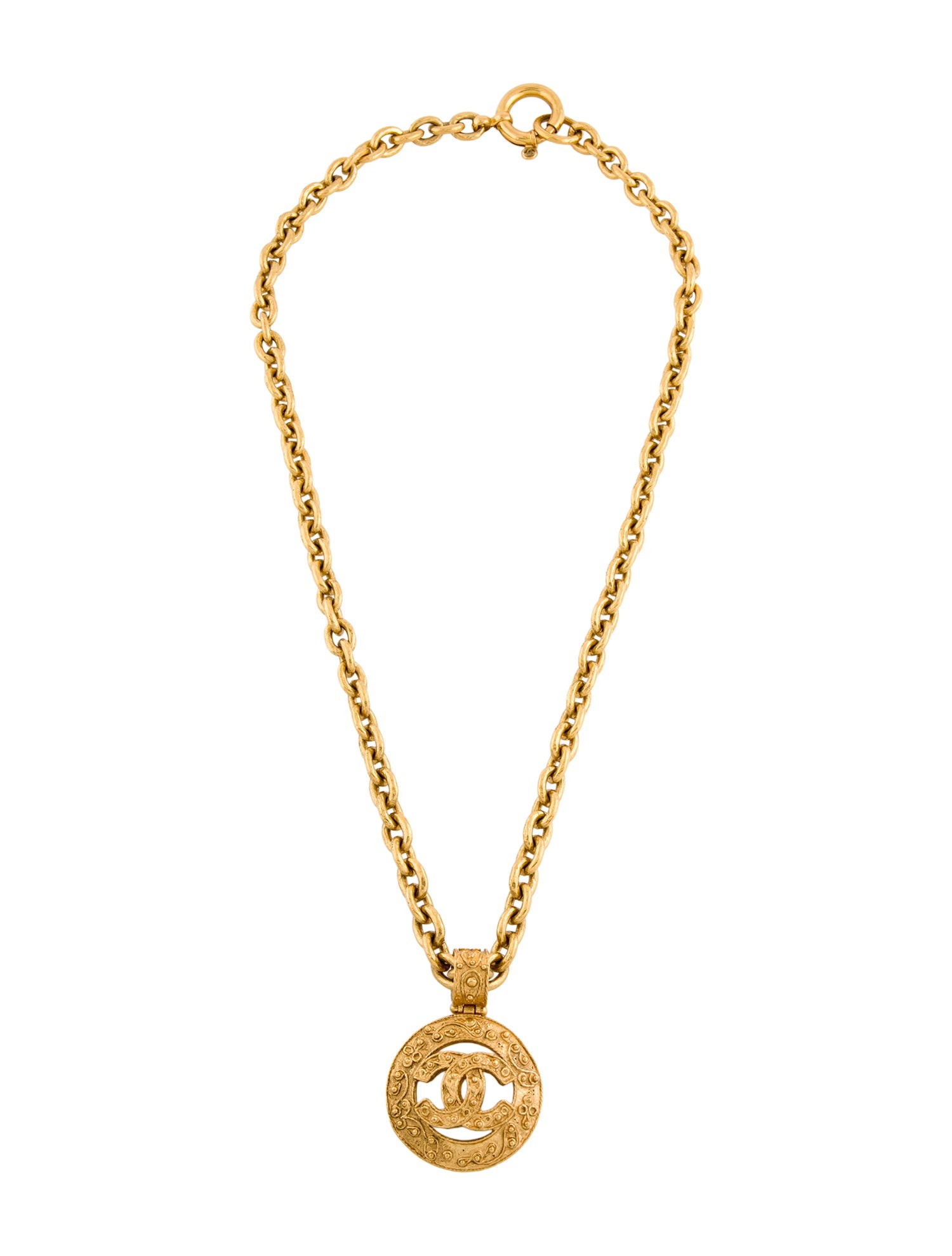Chanel Vintage Filigree CC Pendant Necklace