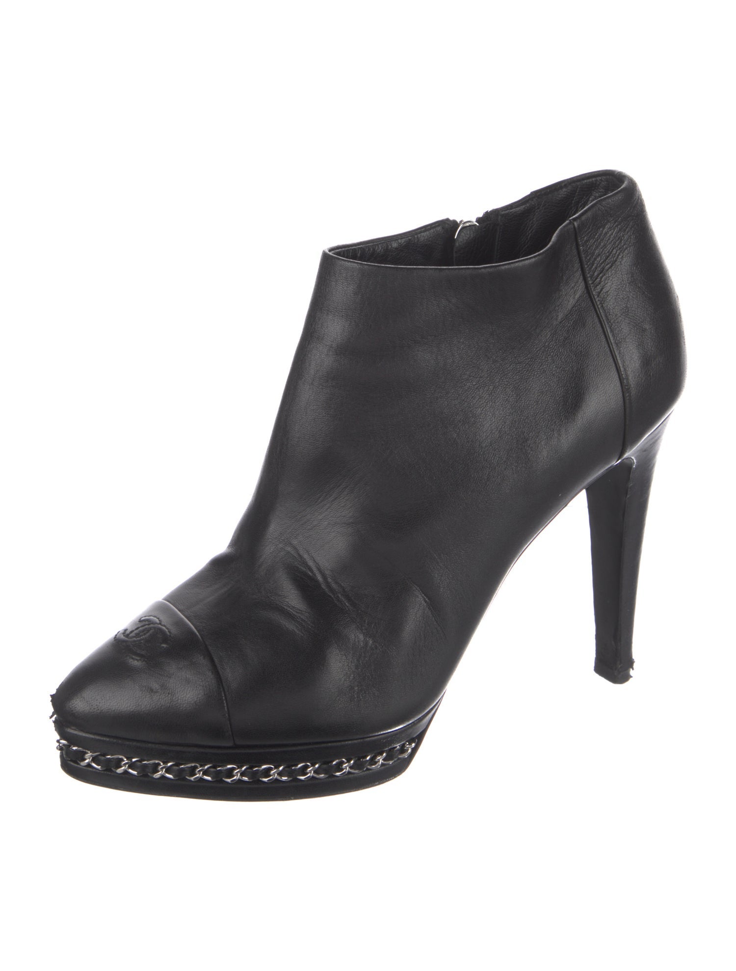 Chanel Interlocking CC Logo Leather Boots