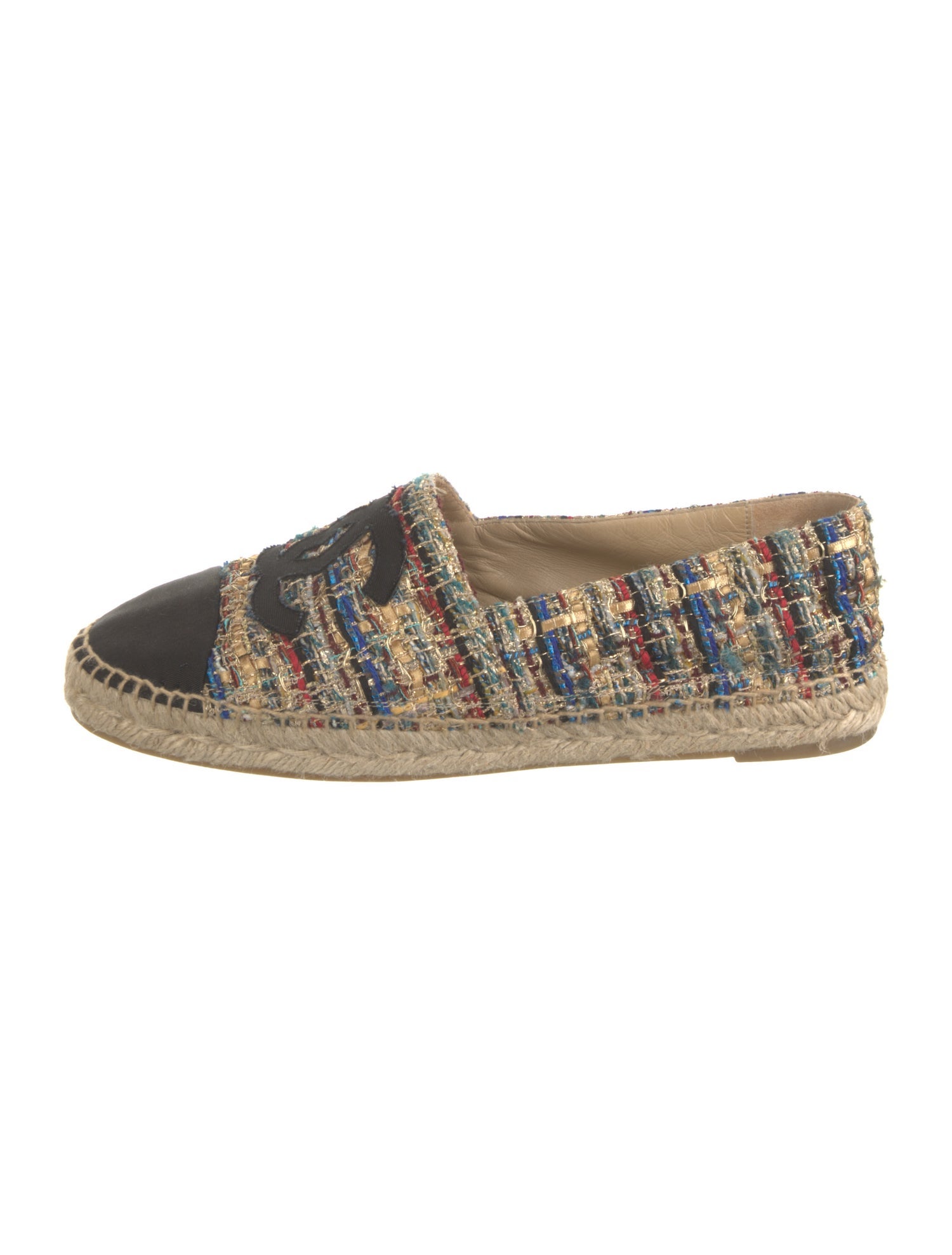Chanel Interlocking CC Logo Tweed Espadrilles