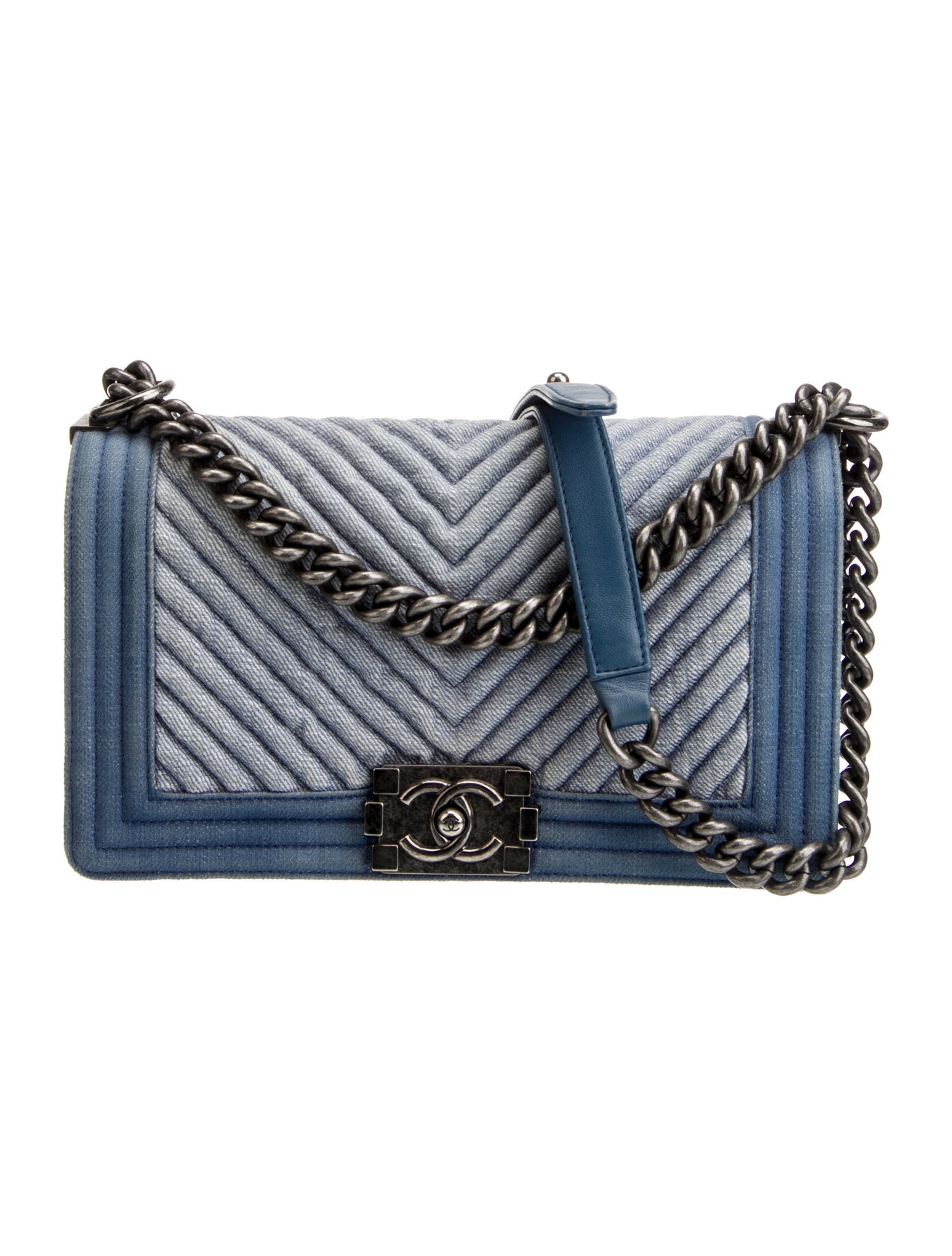 Chanel Medium Denim Chevron Boy Bag