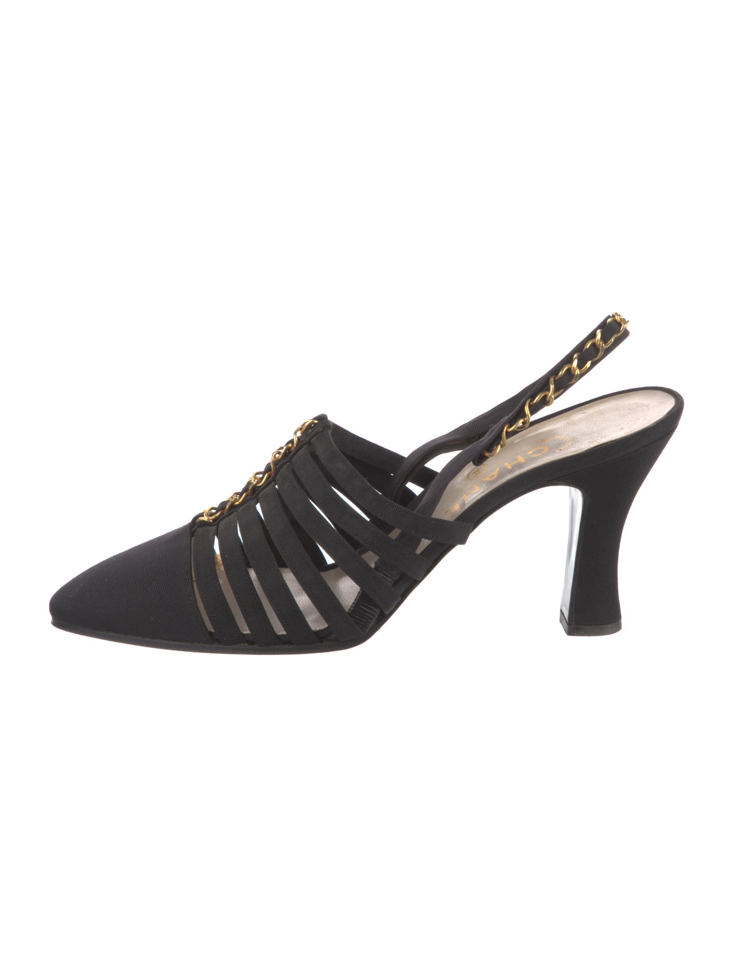 Chanel Vintage Chain-Link Accent Slingback Pumps
